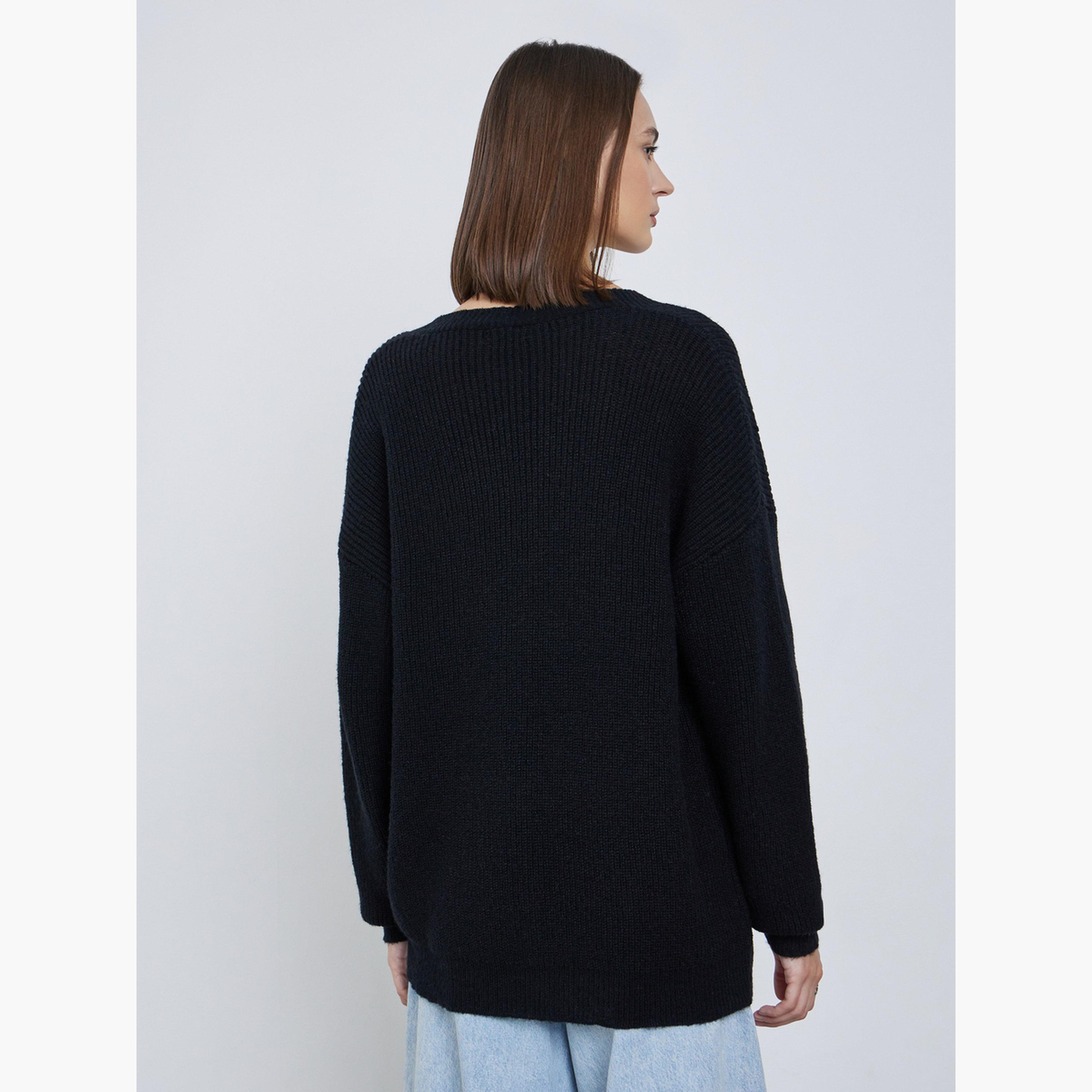 ستايلي - كارديغان أسود محبوك حجم كبير-women-clothing-cardigansandjumpers-cardigans-image-5
