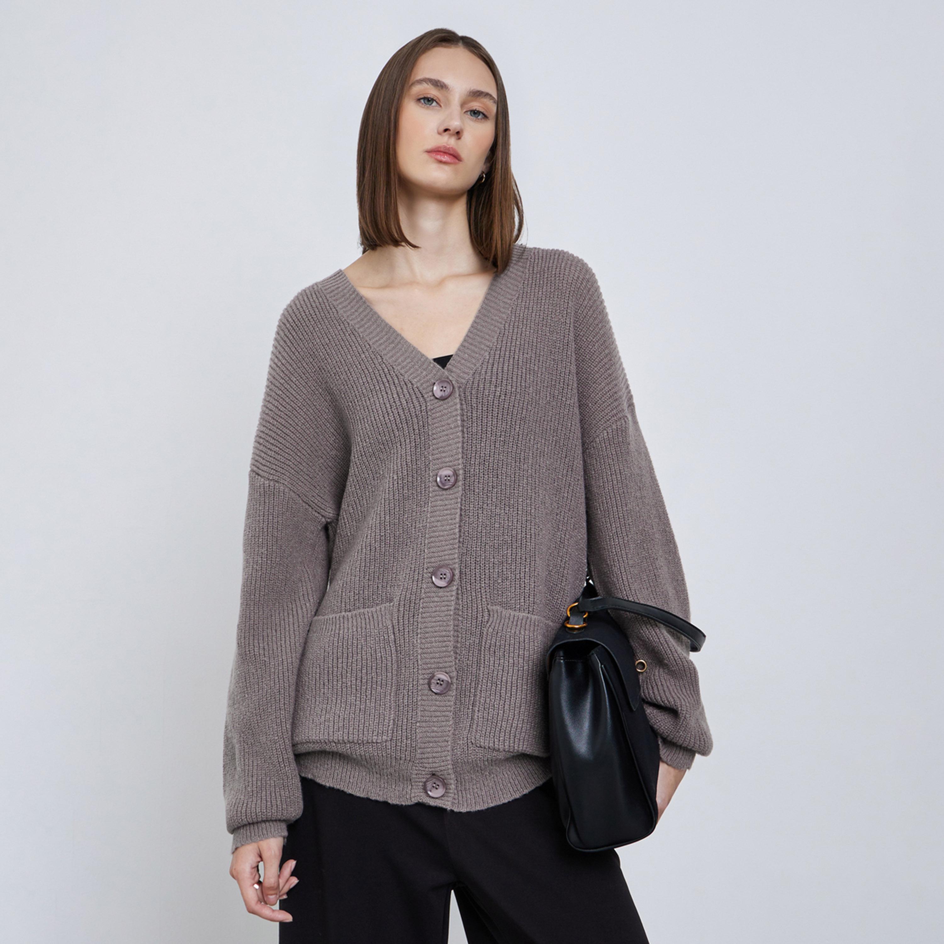 Styli Women Beige Oversized Chunky Knit Cardigan-women-clothing-cardigansandjumpers-cardigans-image-1