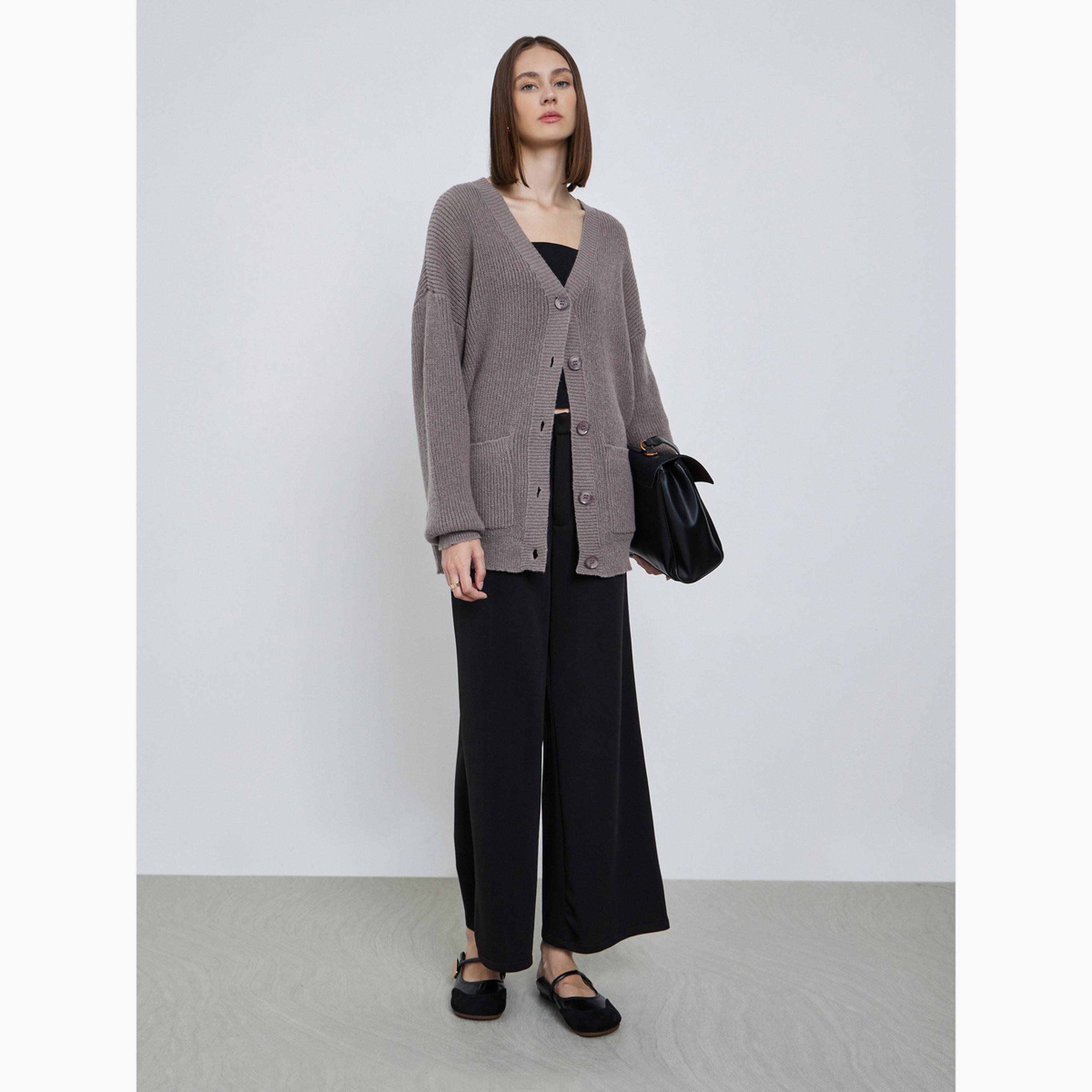 Styli Women Beige Oversized Chunky Knit Cardigan-women-clothing-cardigansandjumpers-cardigans-image-2