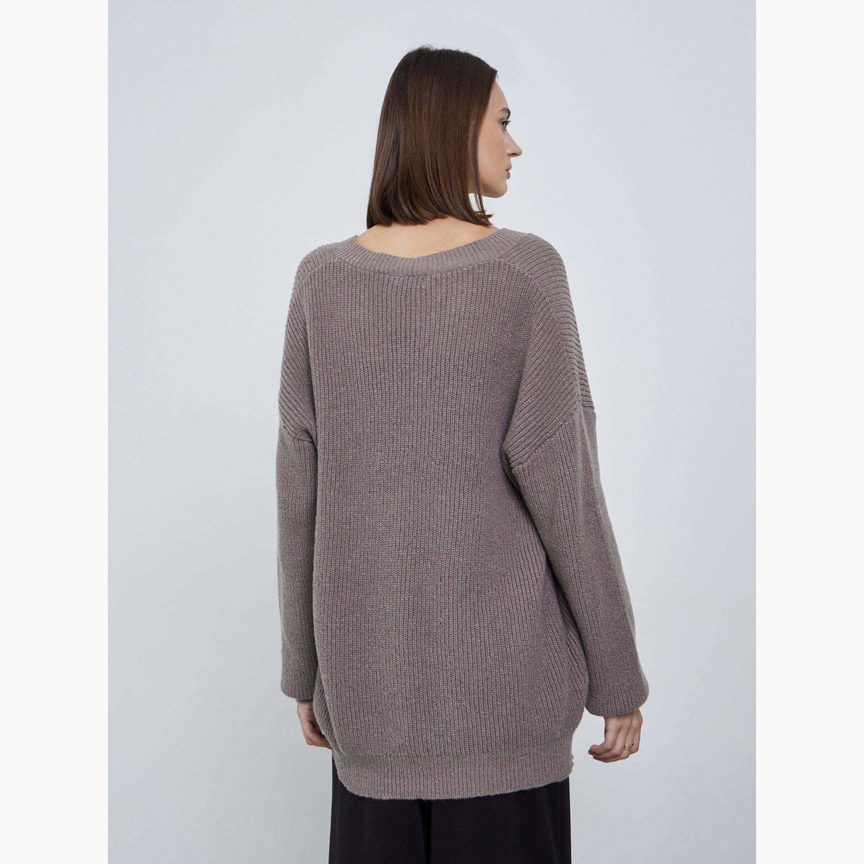 Styli Women Beige Oversized Chunky Knit Cardigan-women-clothing-cardigansandjumpers-cardigans-image-3