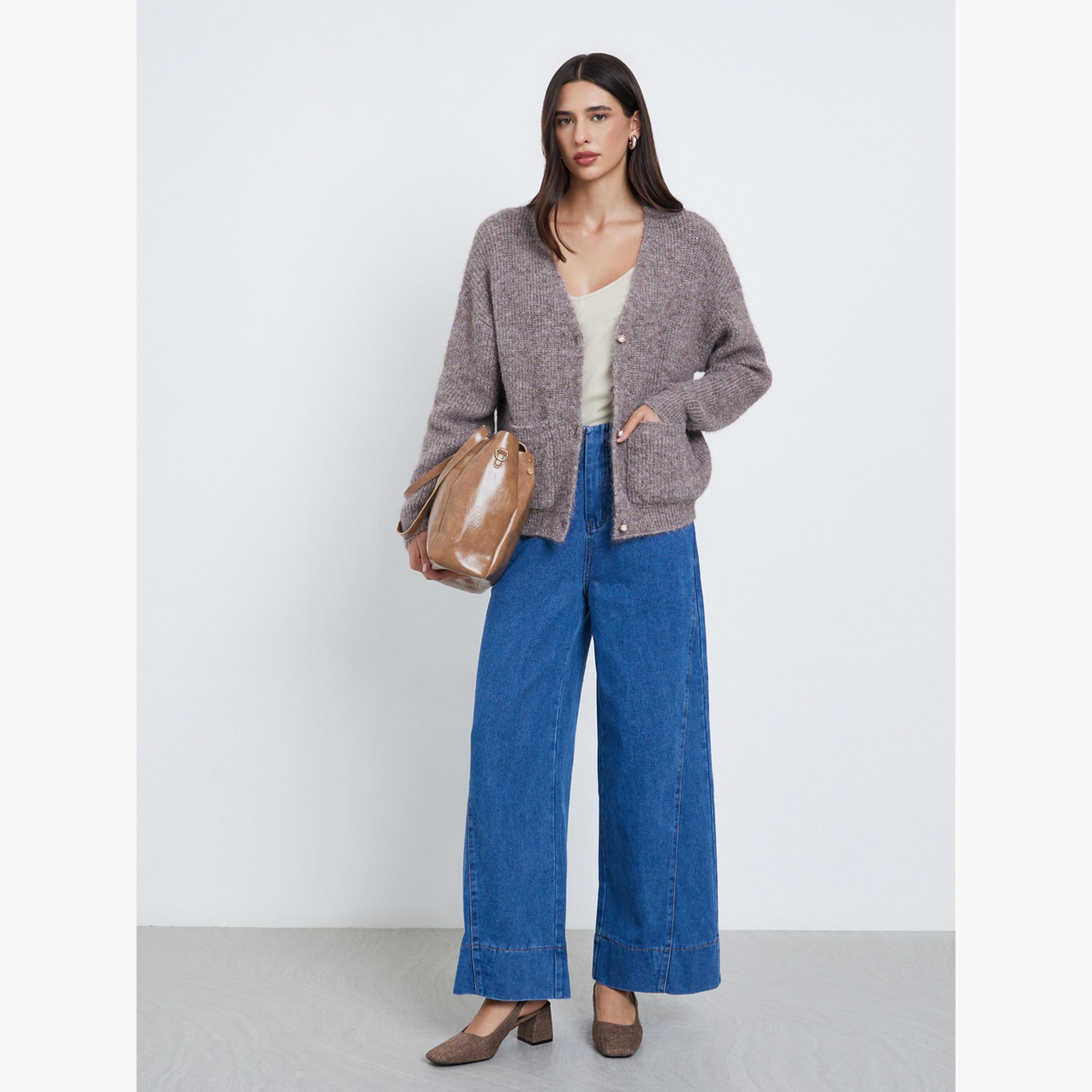 ستايلي - كارديغان بأزرار من خيوط ناعمة بقصّة عادية-women-winterwear-cardigansandjumpers-jumpers-image-2