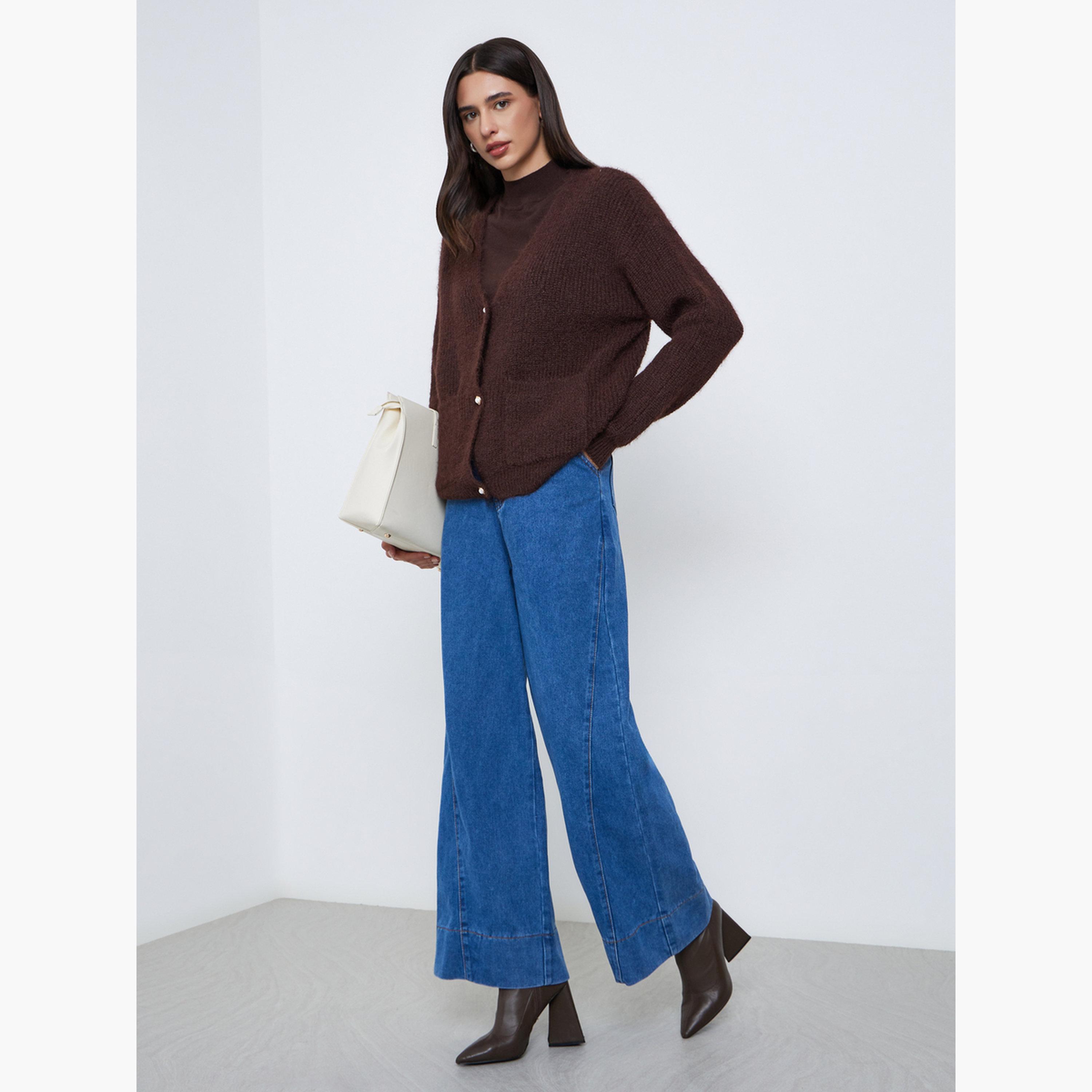 ستايلي - كارديغان بأزرار من خيوط ناعمة بقصّة عادية-women-winterwear-cardigansandjumpers-jumpers-image-2