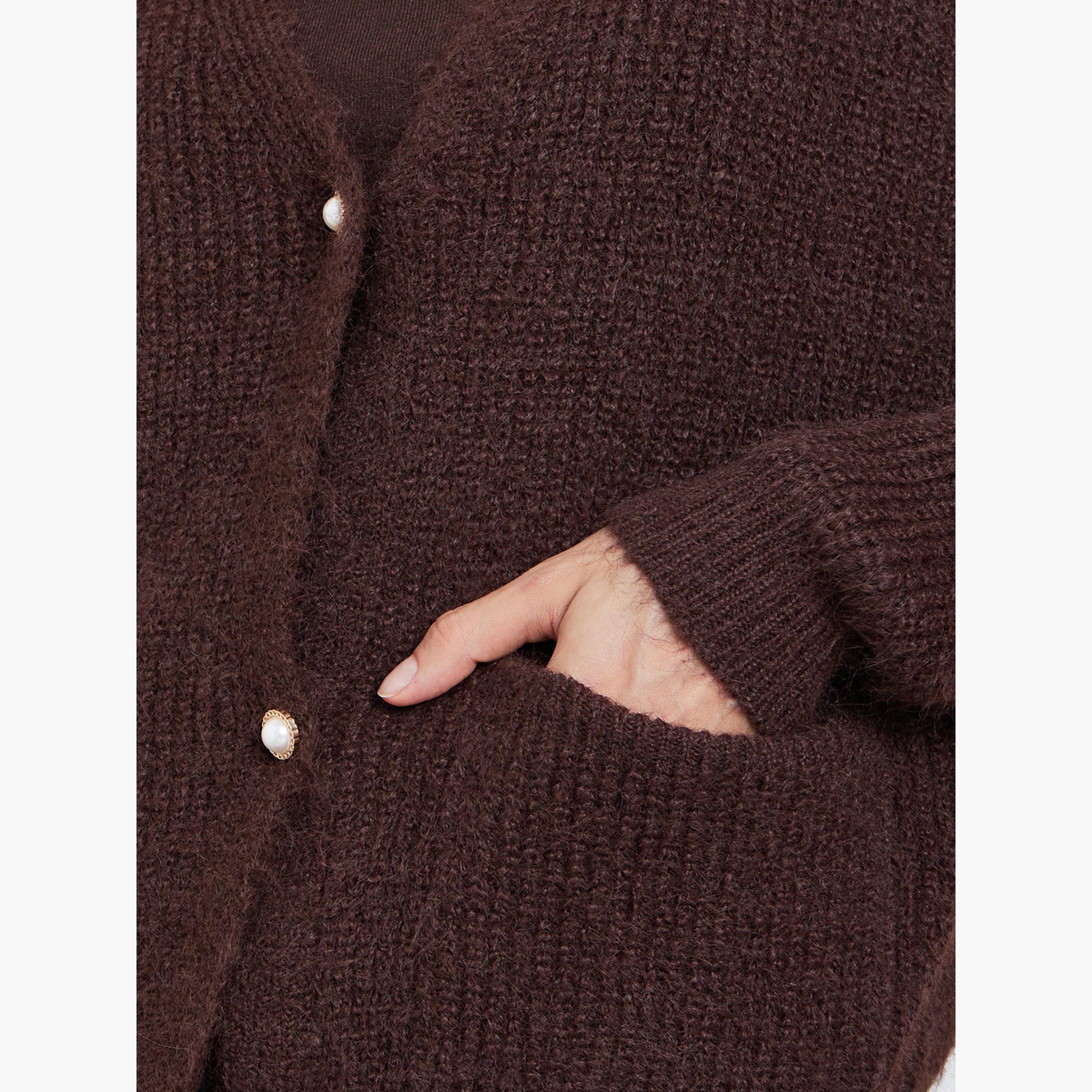 ستايلي - كارديغان بأزرار من خيوط ناعمة بقصّة عادية-women-winterwear-cardigansandjumpers-jumpers-image-4