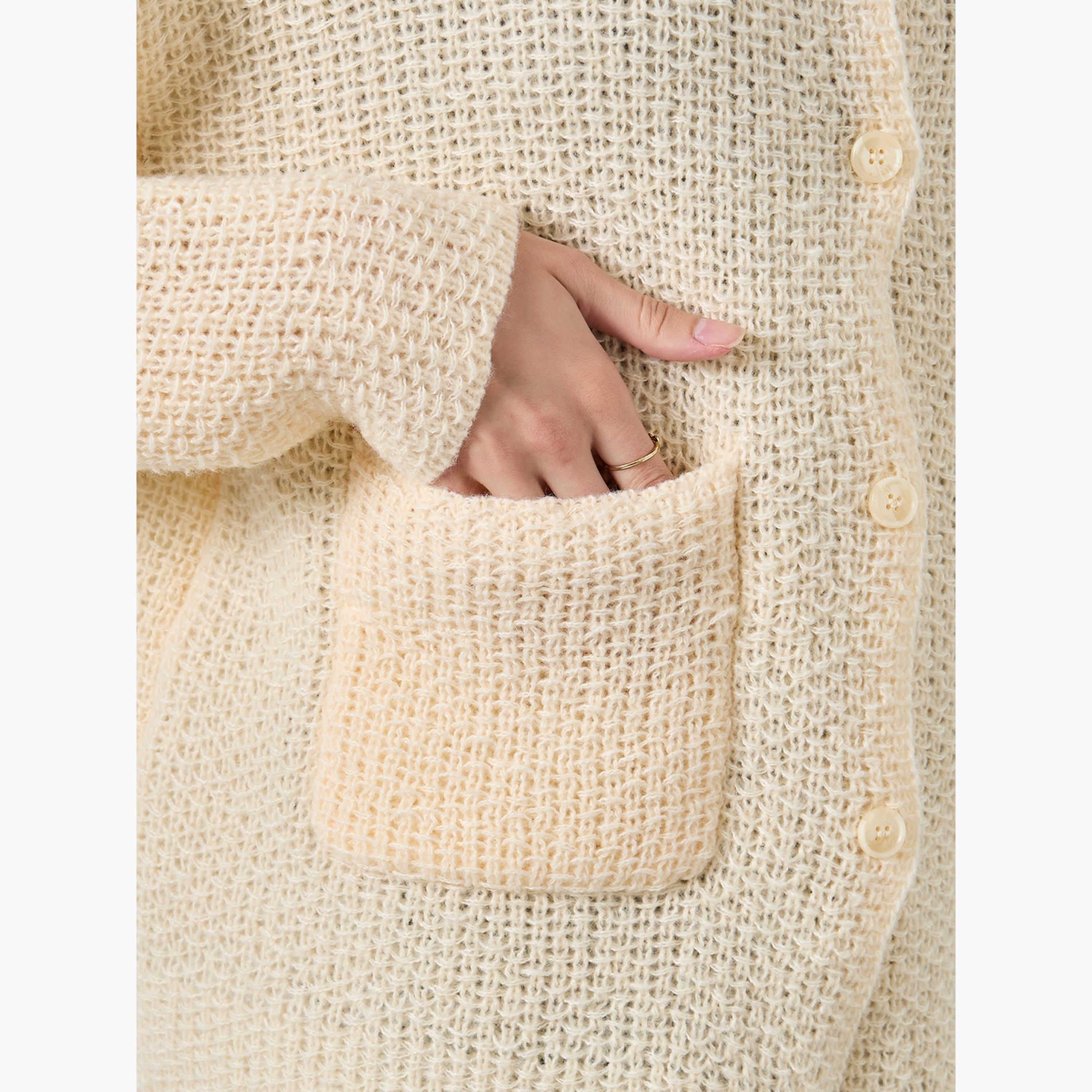 ستايلي - كارديغان كريمي محبوك بقصّة عادية للنساء -women-winterwear-cardigansandjumpers-cardigans-image-4
