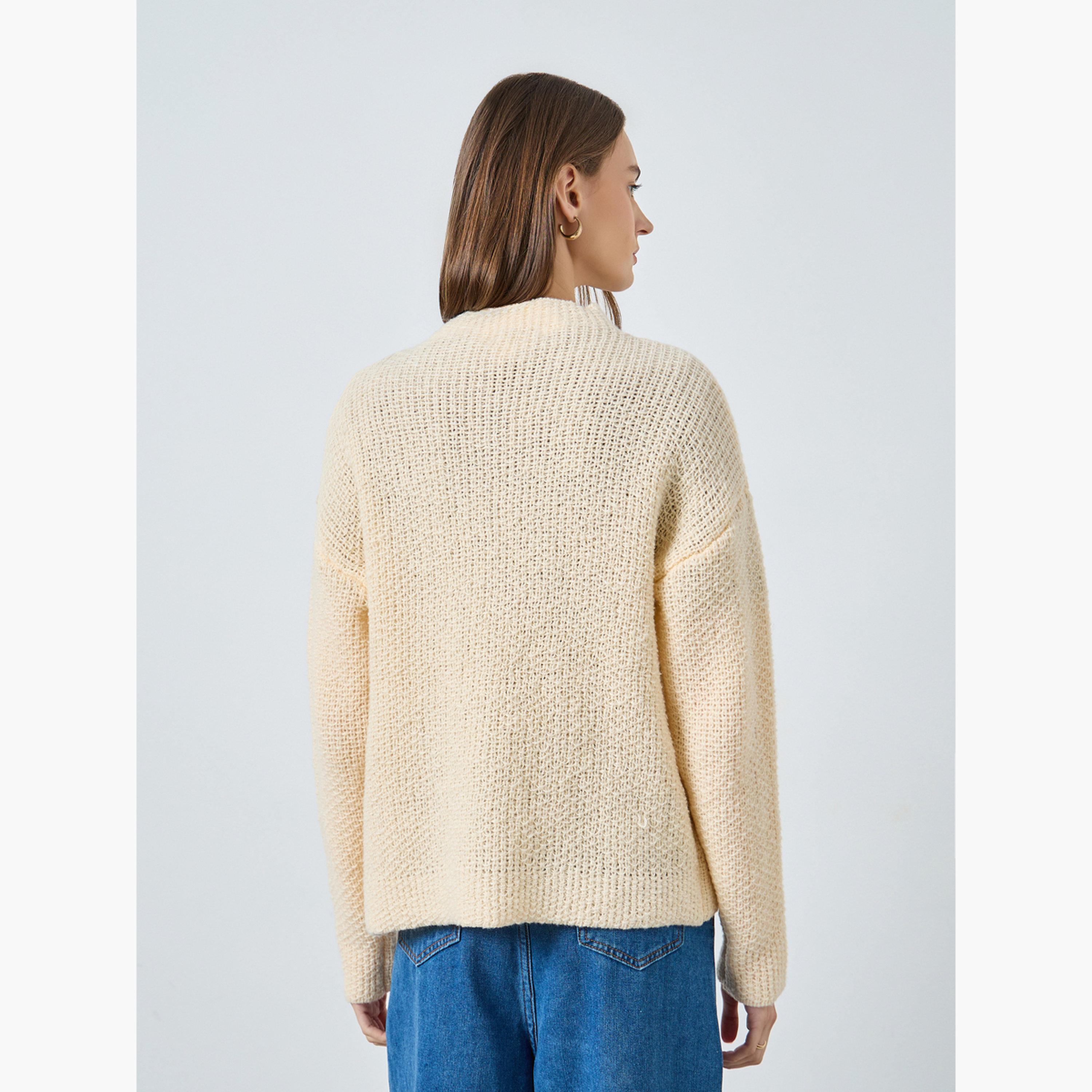 ستايلي - كارديغان كريمي محبوك بقصّة عادية للنساء -women-winterwear-cardigansandjumpers-cardigans-image-5