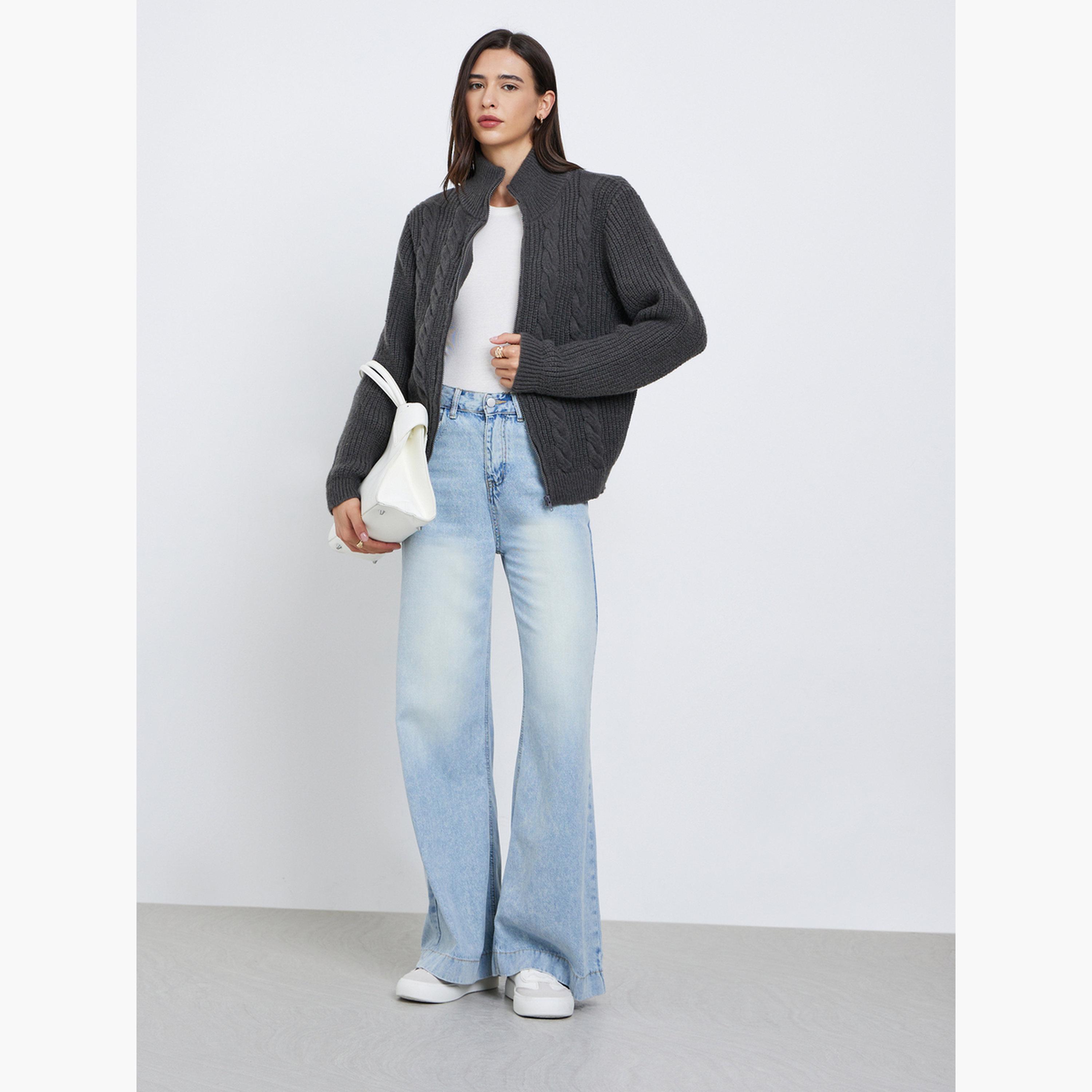 ستايلي - سترة زيتونية سميكة محبوكة بسحاب-women-clothing-cardigansandjumpers-jumpers-image-2