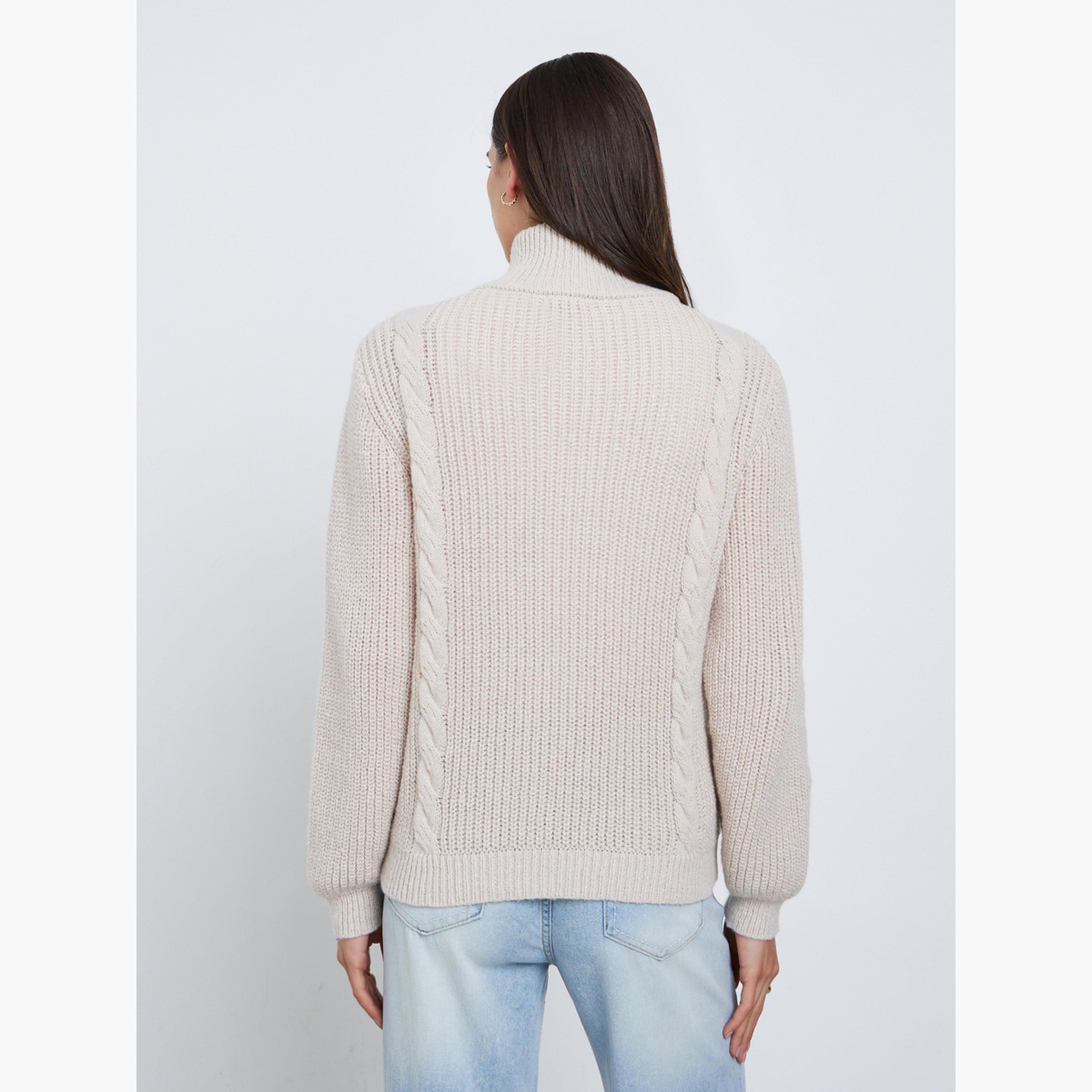 ستايلي - سترة بيج سميكة محبوكة بسحاب-women-clothing-cardigansandjumpers-jumpers-image-5