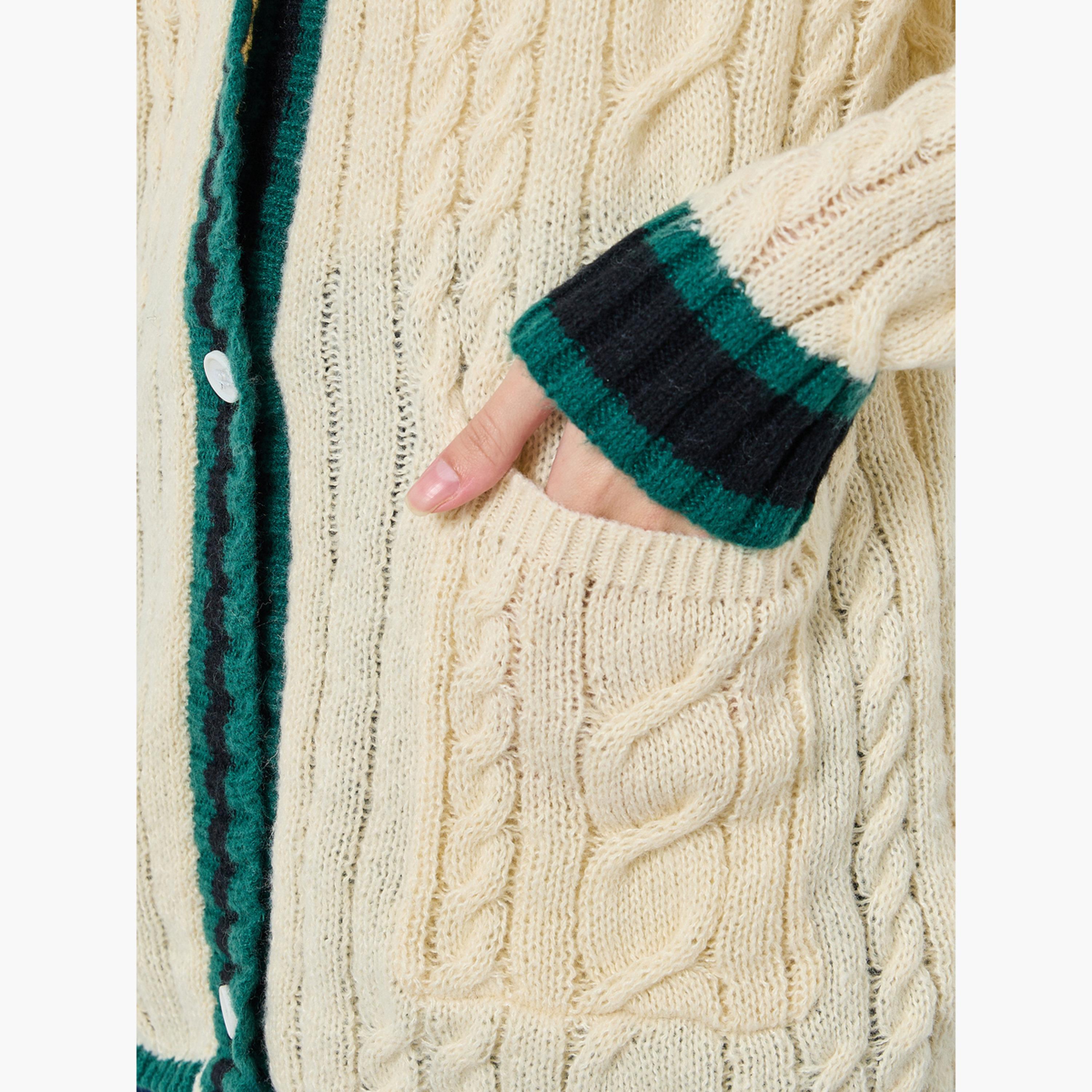 ستايلي - سترة كارديغان كريمية محبوكة للنساء -women-winterwear-cardigansandjumpers-cardigans-image-4