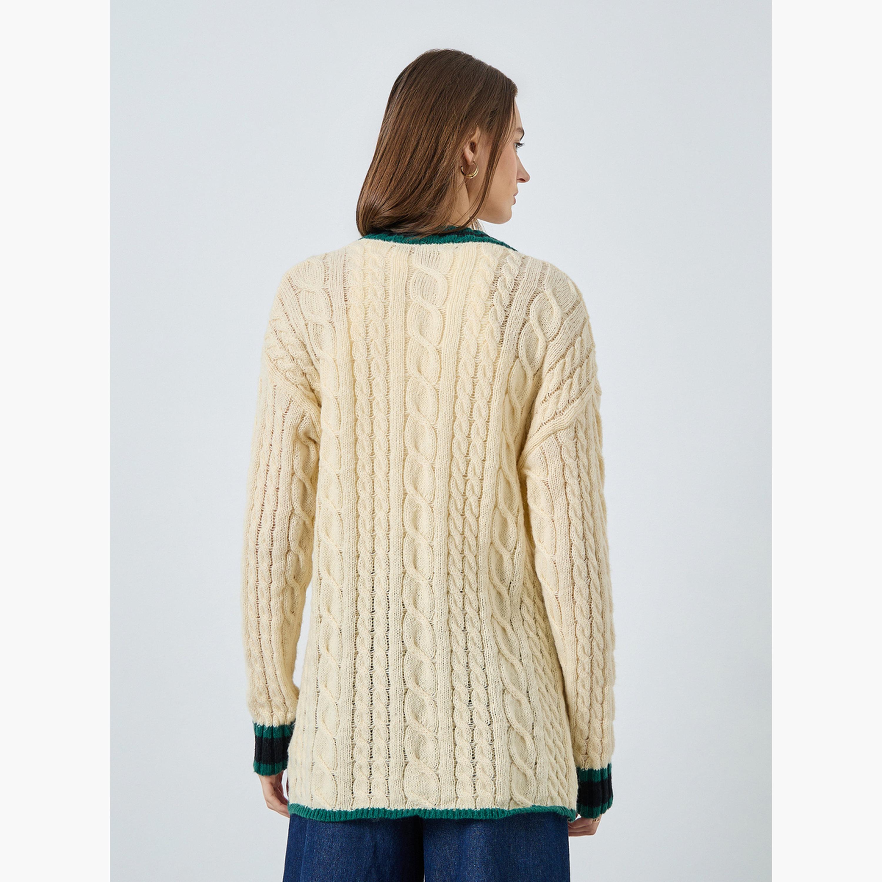 ستايلي - سترة كارديغان كريمية محبوكة للنساء -women-winterwear-cardigansandjumpers-cardigans-image-5