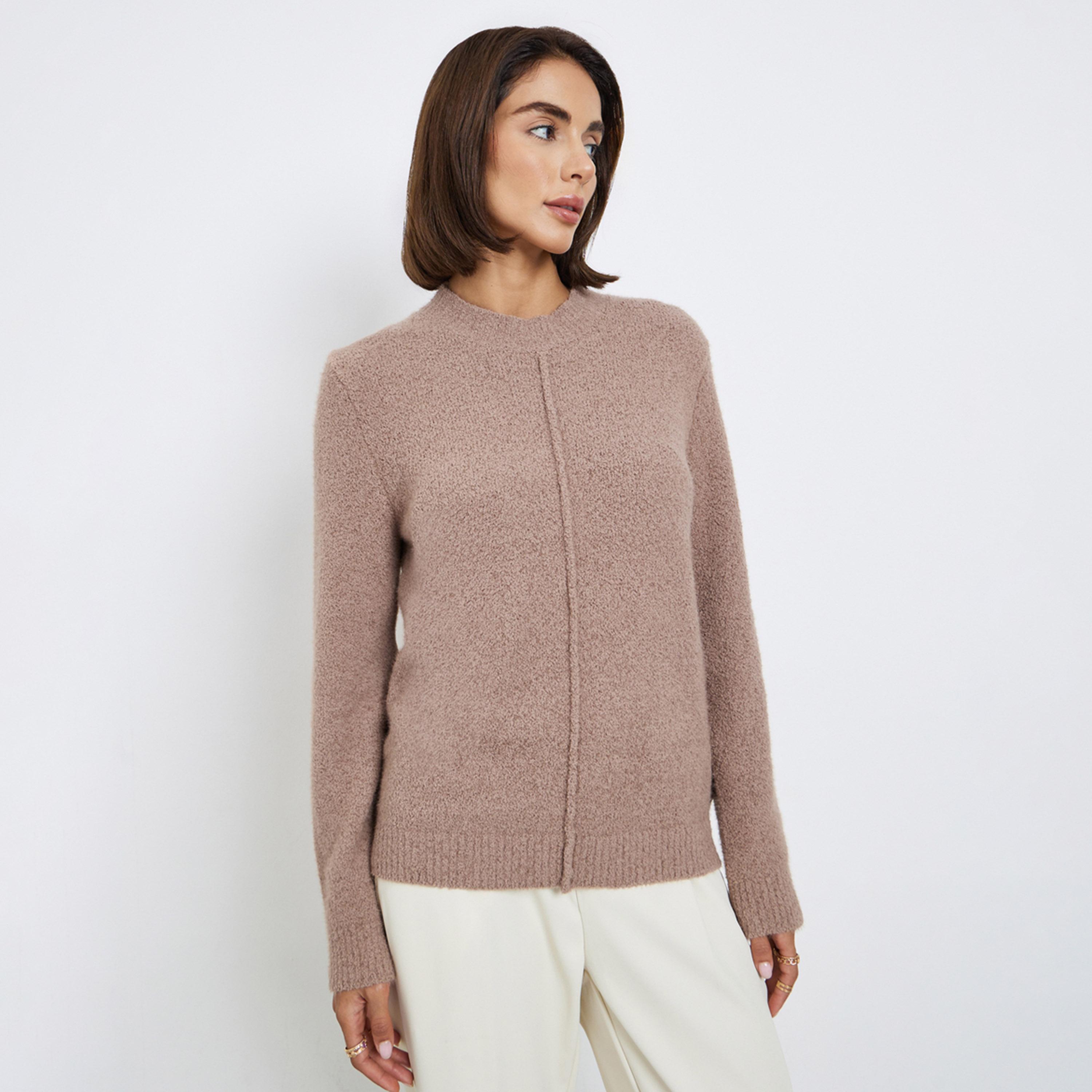 Styli Women Beige Regular Fit Zip Up Sweater-women-clothing-cardigansandjumpers-jumpers-image-1