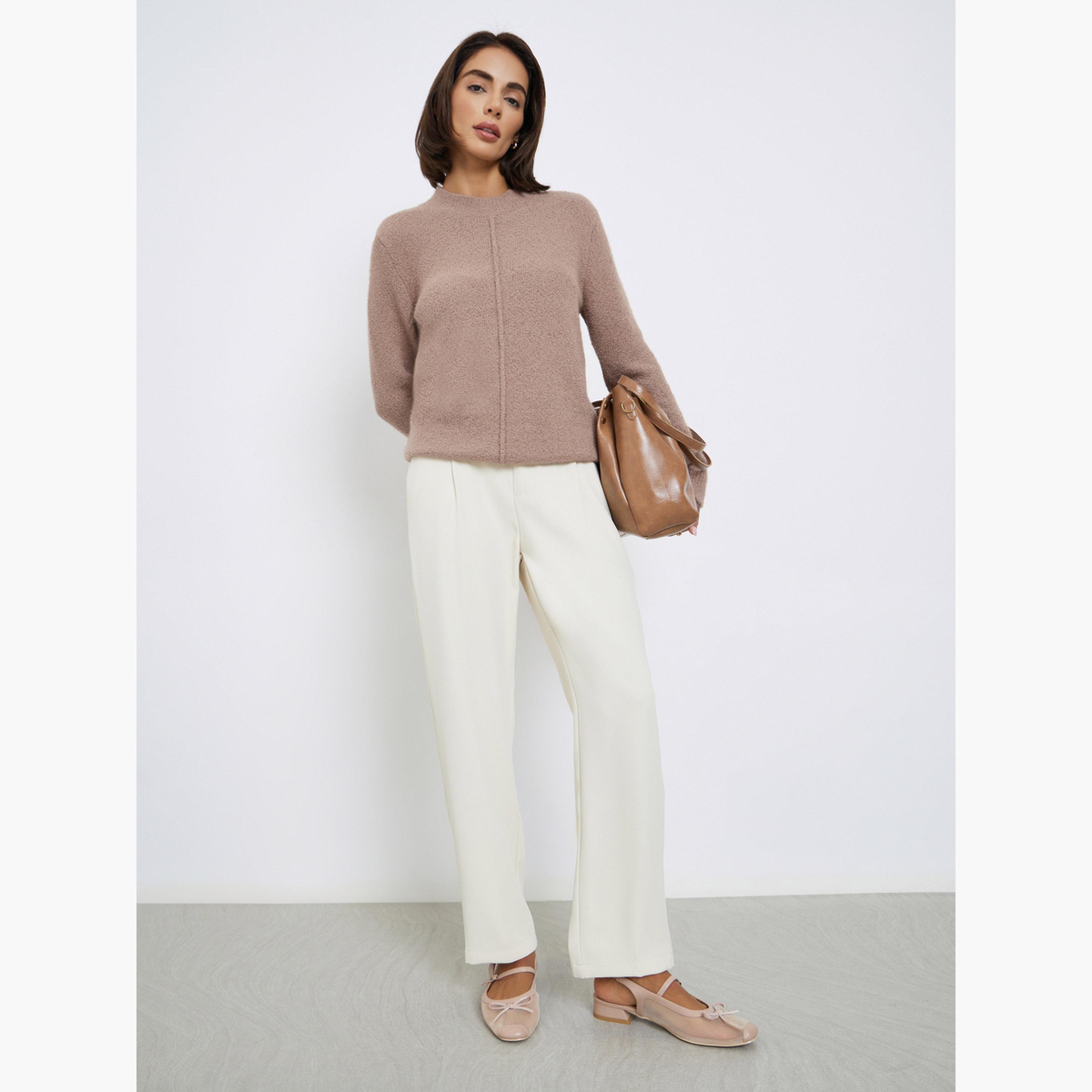 Styli Women Beige Regular Fit Zip Up Sweater-women-clothing-cardigansandjumpers-jumpers-image-2