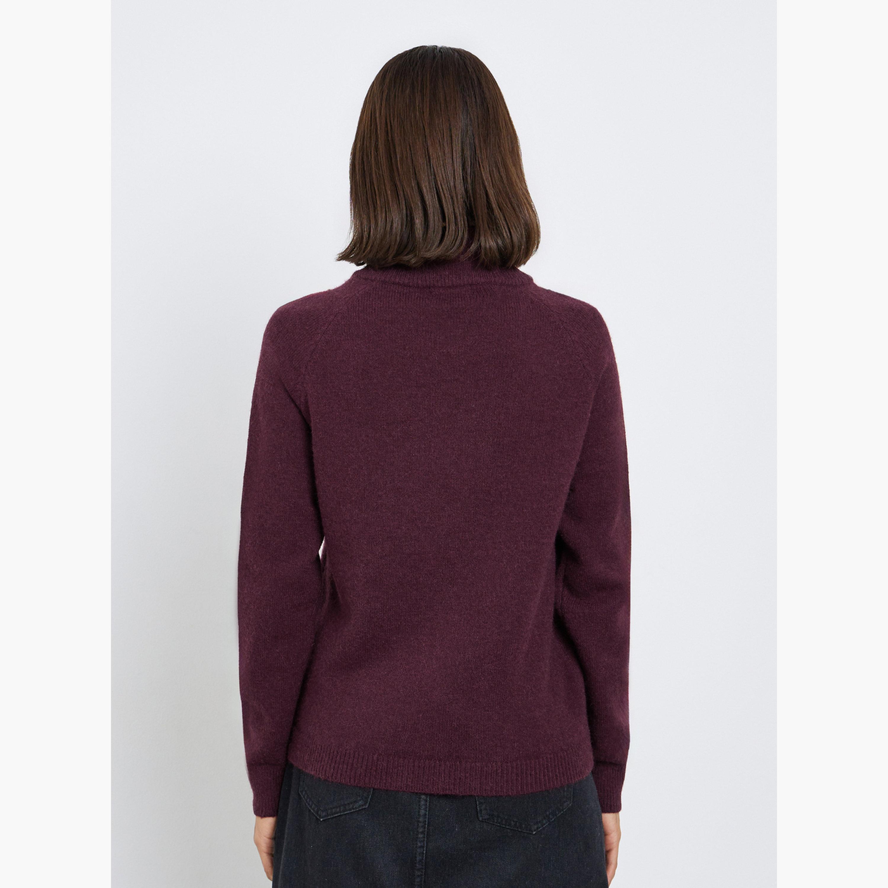 ستايلي - سترة برغندي بقصّة عادية وسحّاب للنساء -women-winterwear-cardigansandjumpers-jumpers-image-5