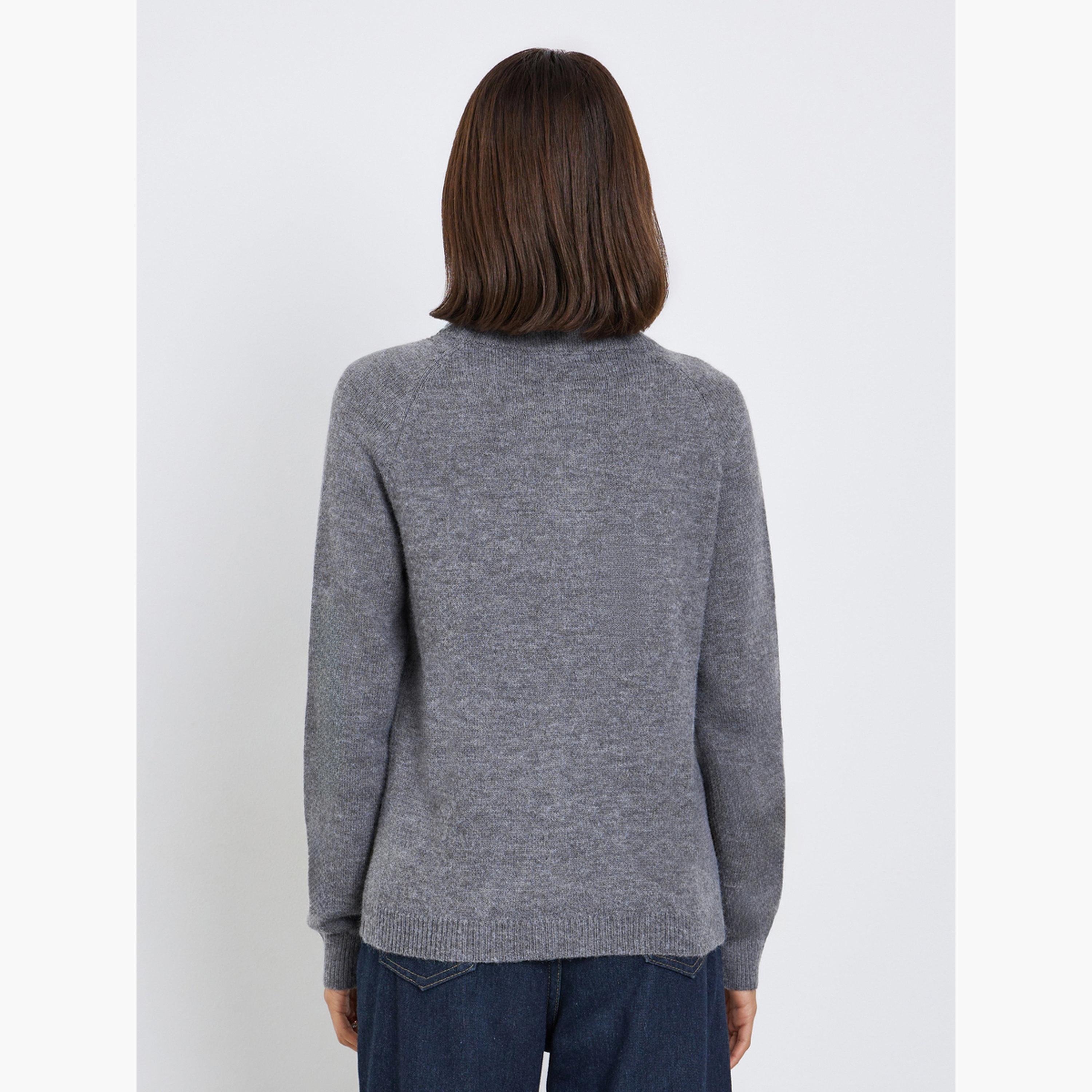 ستايلي - كارديغان محبوك رمادي فحمي بقصّة عادية للنساء -women-winterwear-cardigansandjumpers-cardigans-image-5