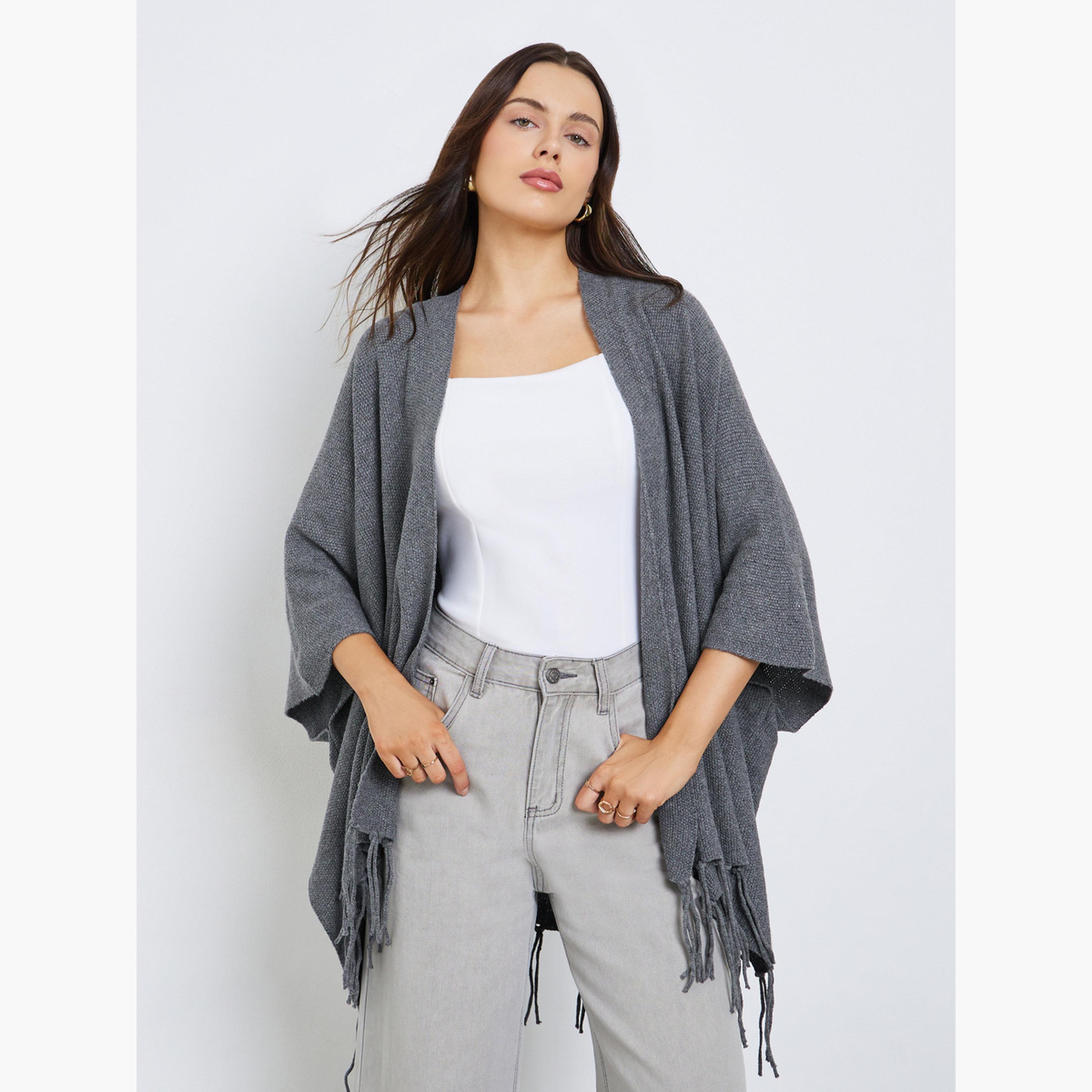 ستايلي - كارديغان طويل واسع مع حواف للنساء -women-winterwear-cardigansandjumpers-cardigans-image-1