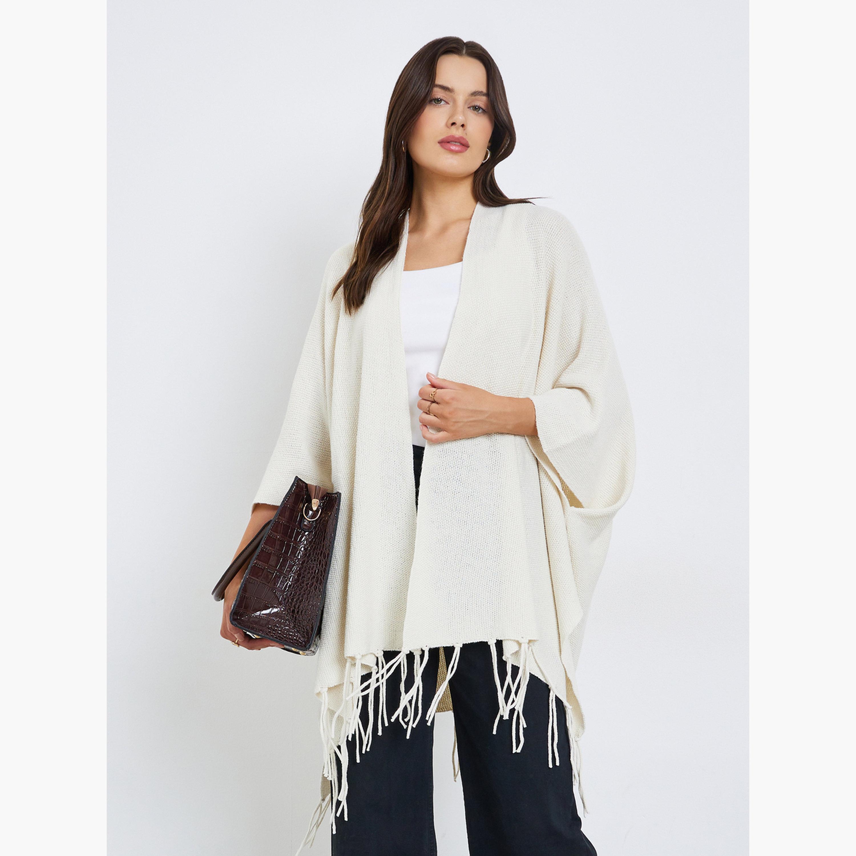 ستايلي - كارديغان طويل واسع مع حواف للنساء -women-winterwear-cardigansandjumpers-cardigans-image-1