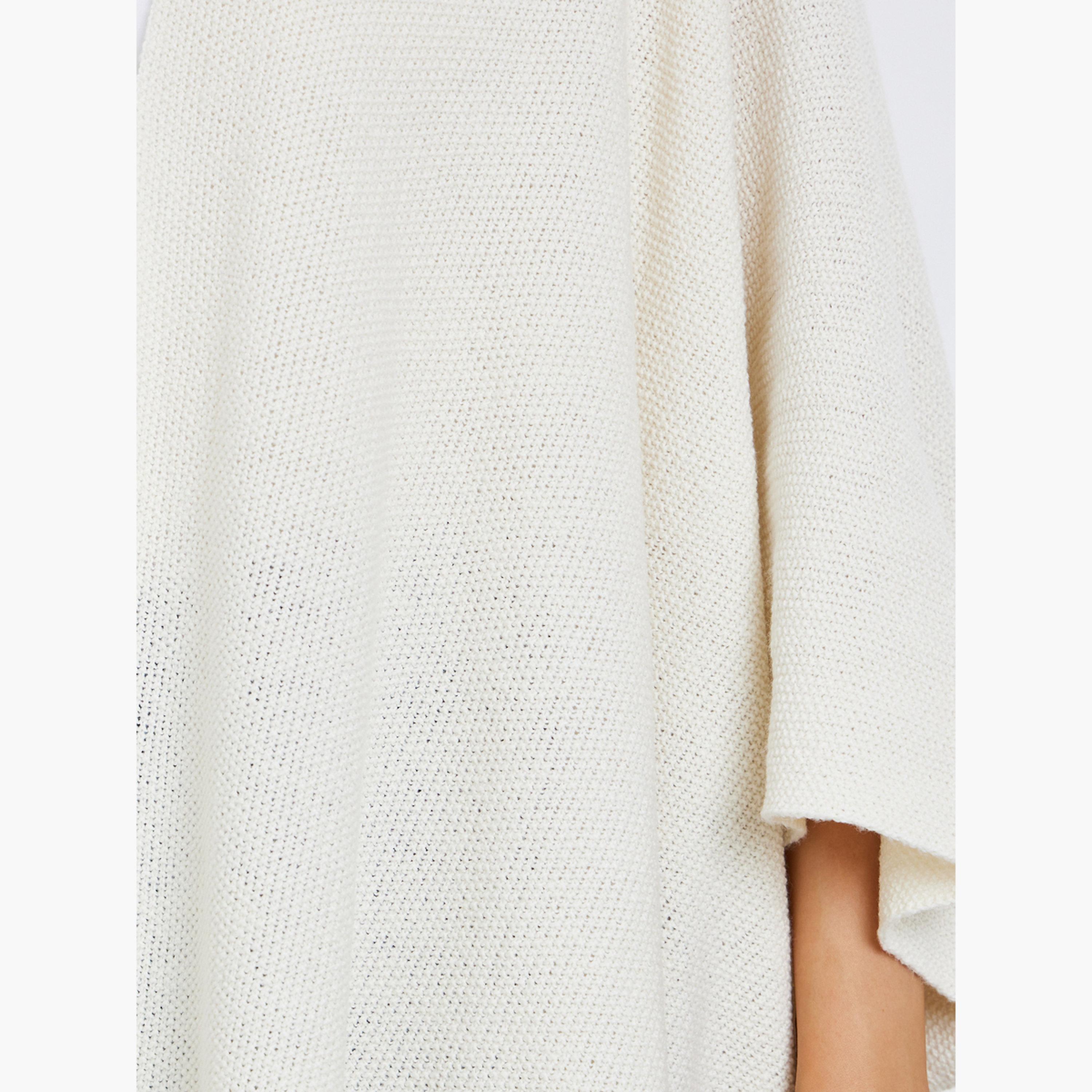 Styli Textured Oversized Longline Cape Women's Open Front Fringes Cardigan-women-winterwear-cardigansandjumpers-cardigans-image-3