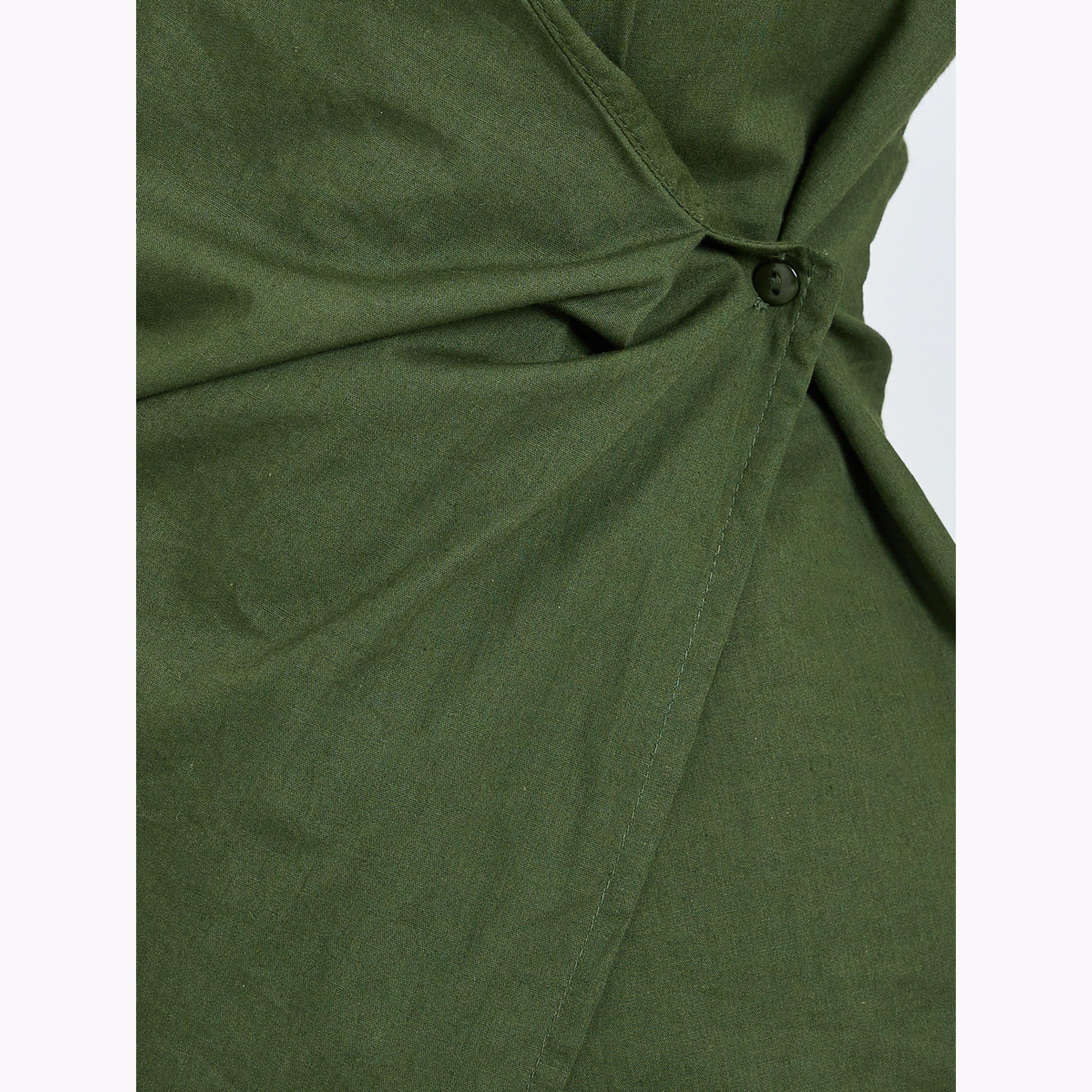 بلوزة قطن للف بلف بأكمام طويلة لون أخضر-women-clothing-shirtsandblouses-blouses-image-4