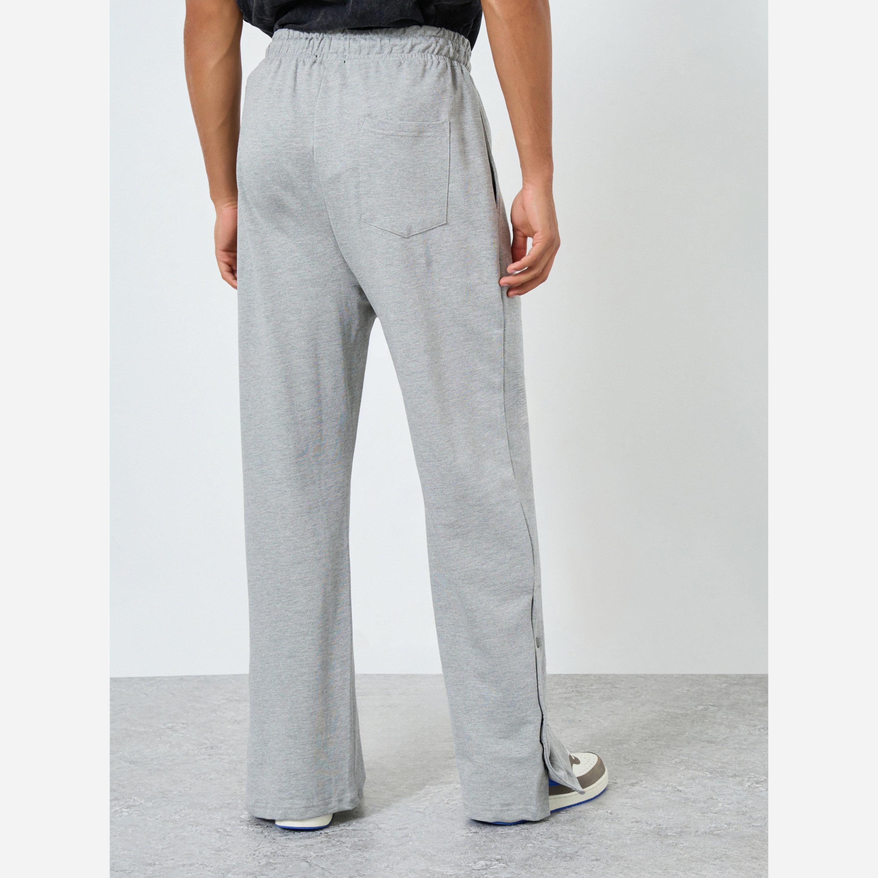 Styli Men Grey Embroidered Terry Joggers-men-clothing-bottoms-joggers-image-3
