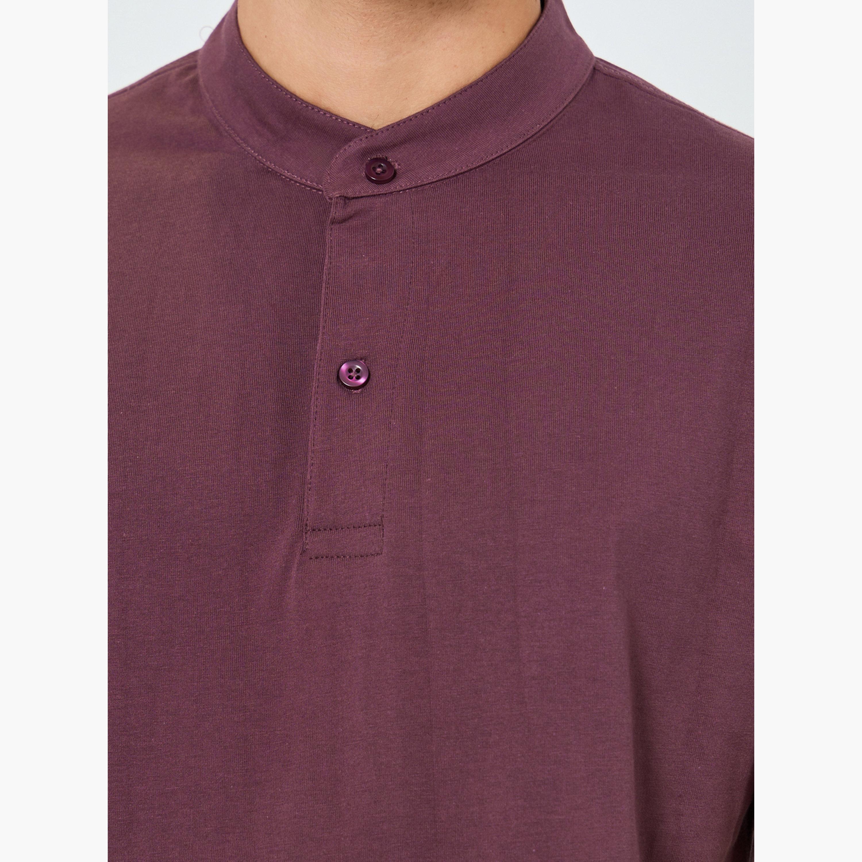 تيشيرت بولو قطن بياقة ماندارين-men-clothing-tshirtsandpolos-tshirts-image-3