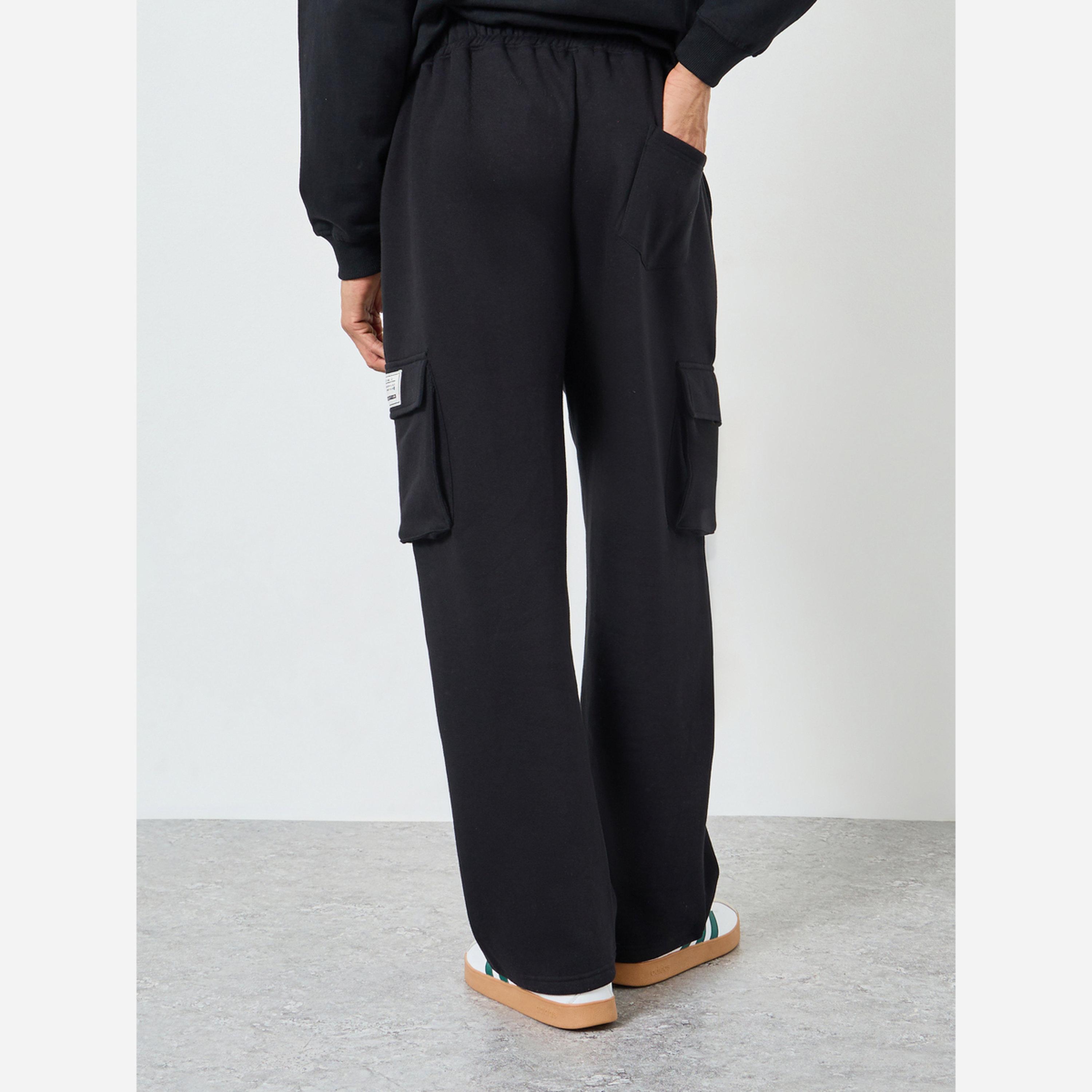 Styli Men Black Fleece Cargo Joggers-men-clothing-bottoms-joggers-image-3