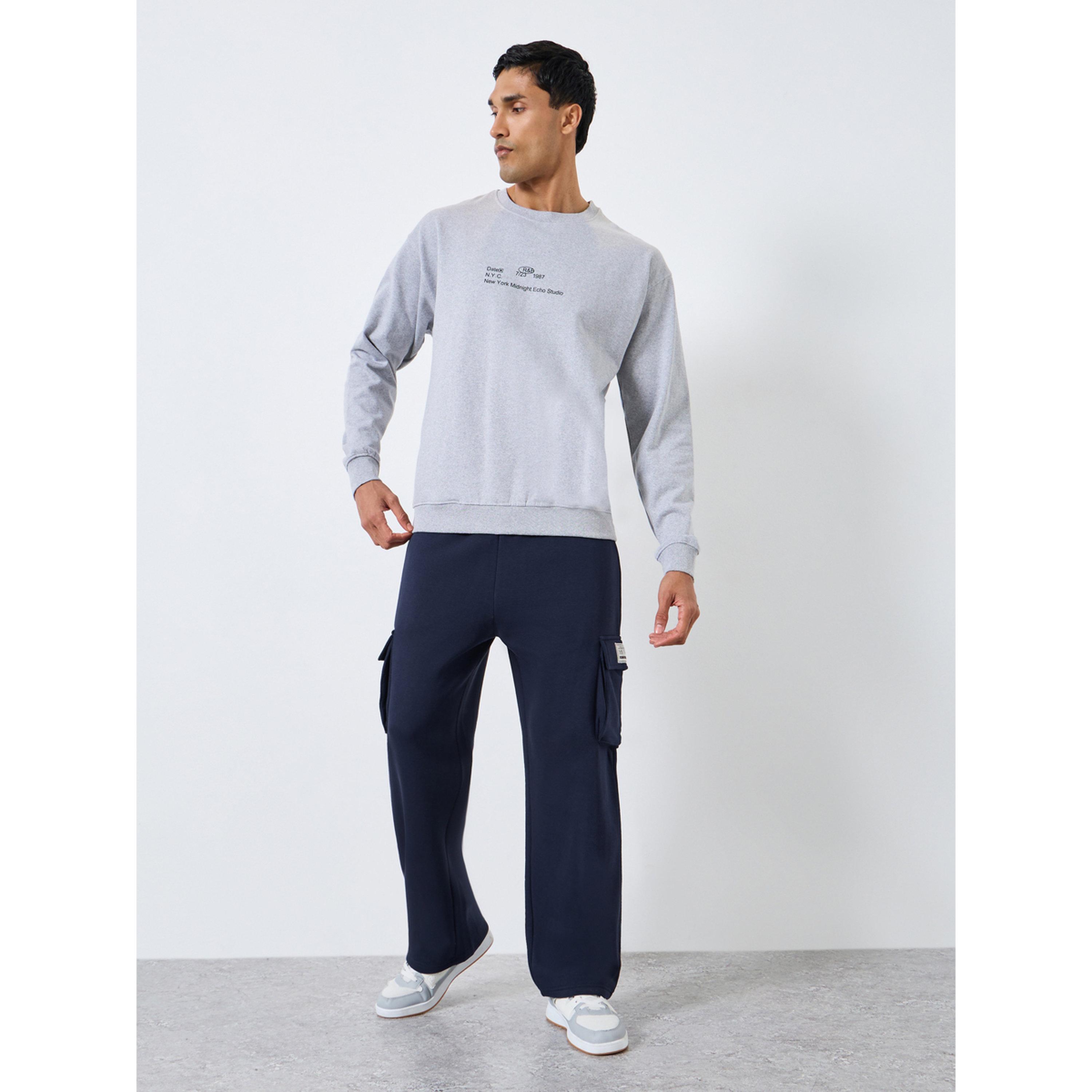 Styli Men Navy Blue Oversized Cargo Joggers-men-clothing-bottoms-joggers-image-2
