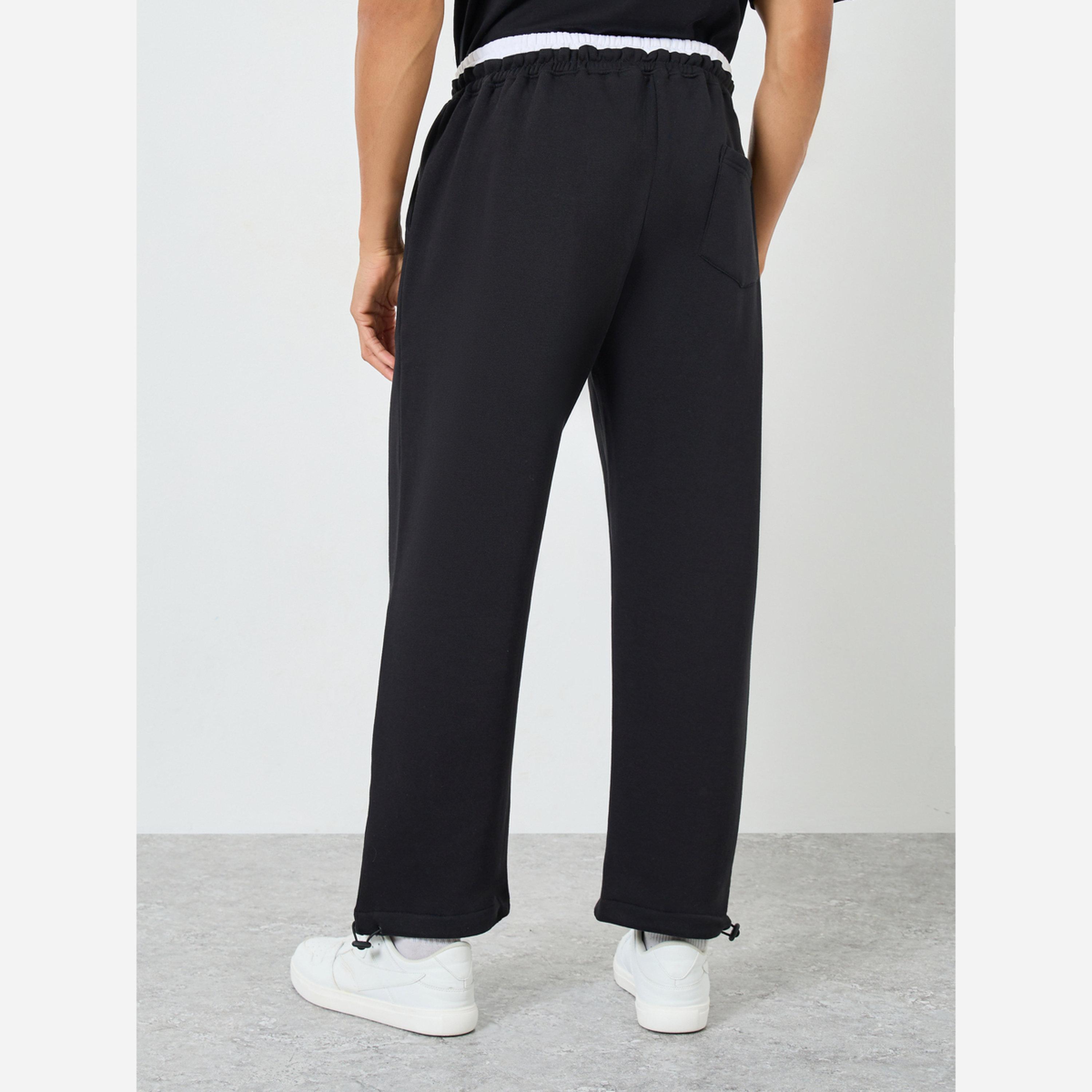 ستايلي - بنطال رياضي رجالي لون أسود قصة مريحة صوف-men-clothing-bottoms-joggers-image-3