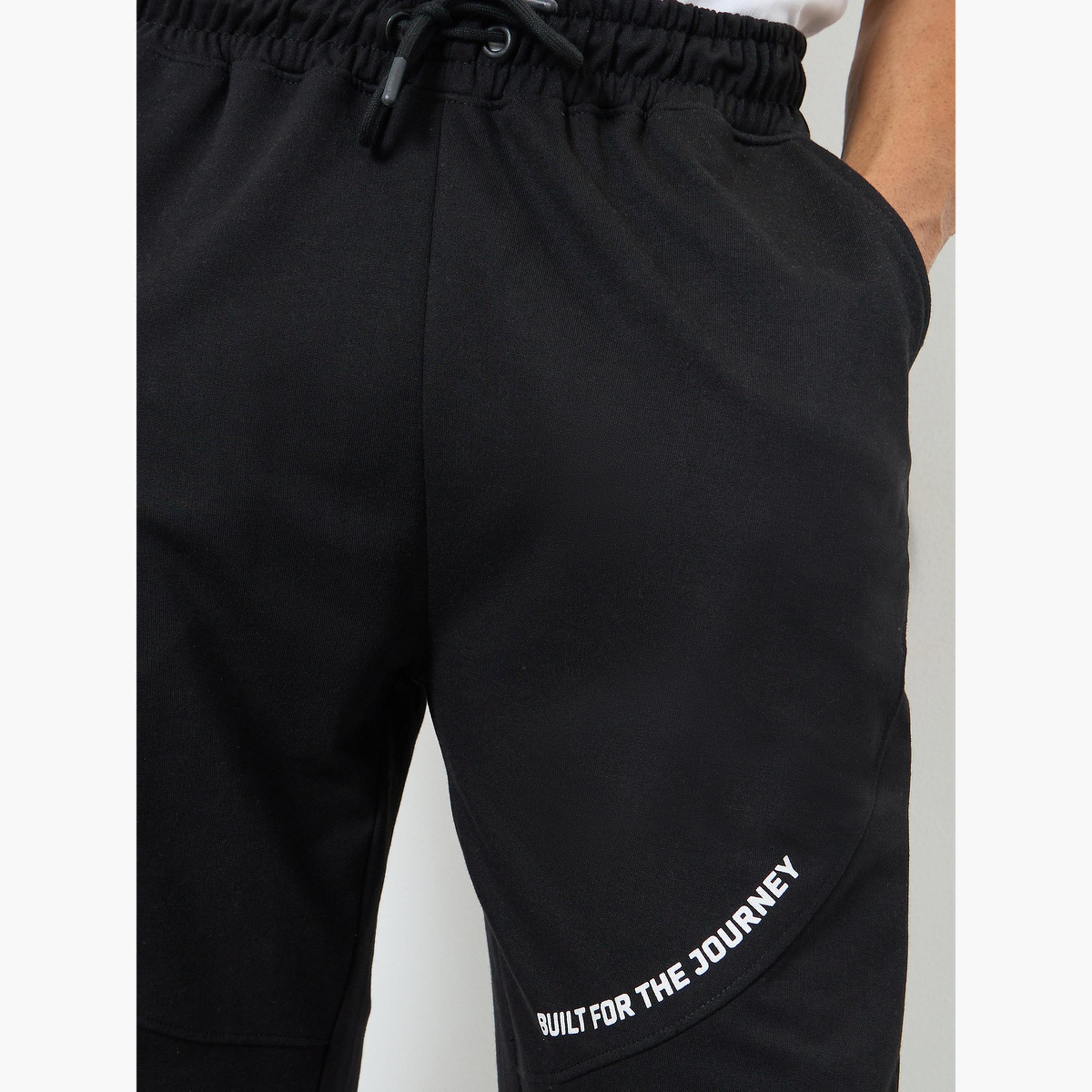 Styli Men Black Slogan Joggers-men-clothing-bottoms-joggers-image-3