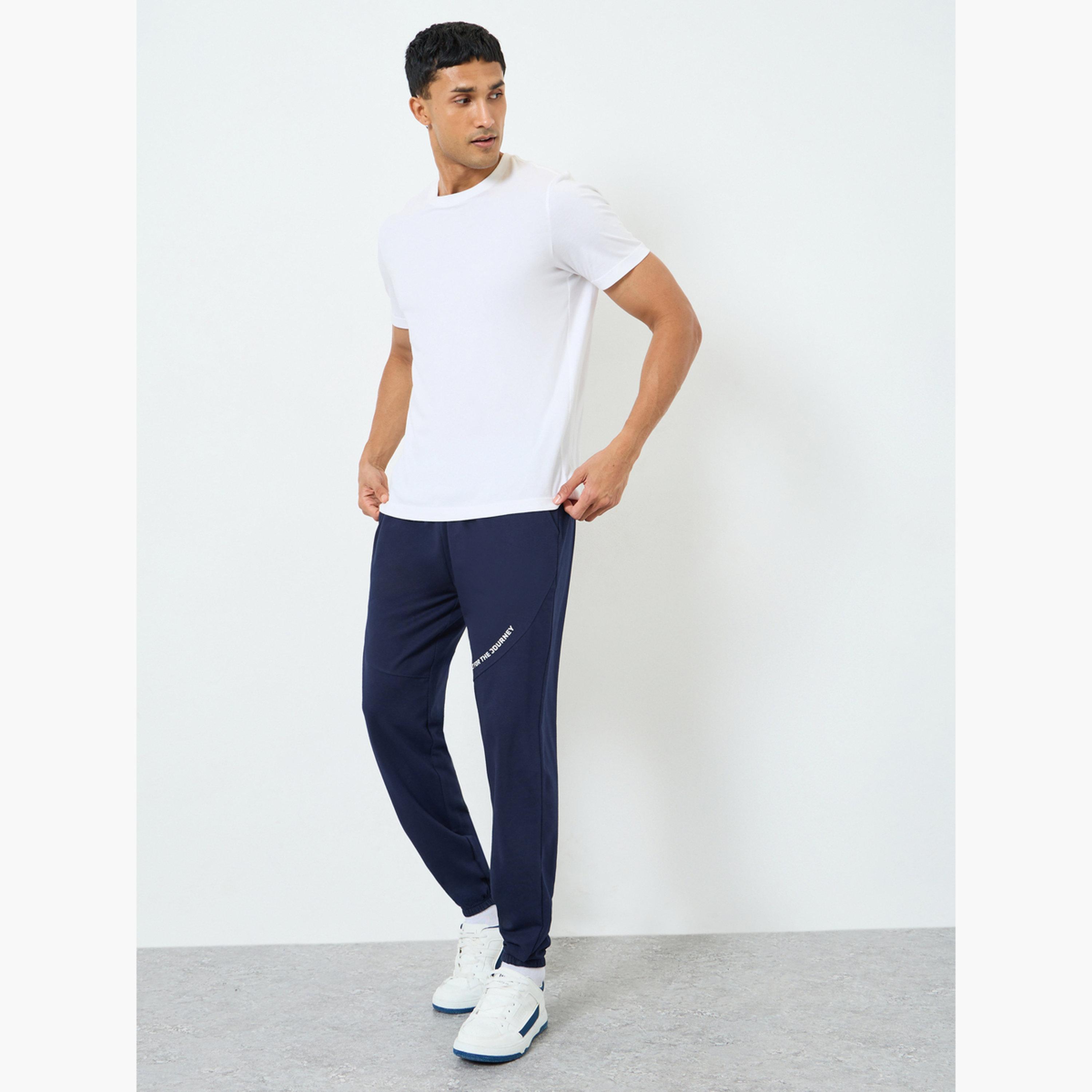 Styli Men Navy Blue Slogan Joggers-men-clothing-bottoms-joggers-image-2