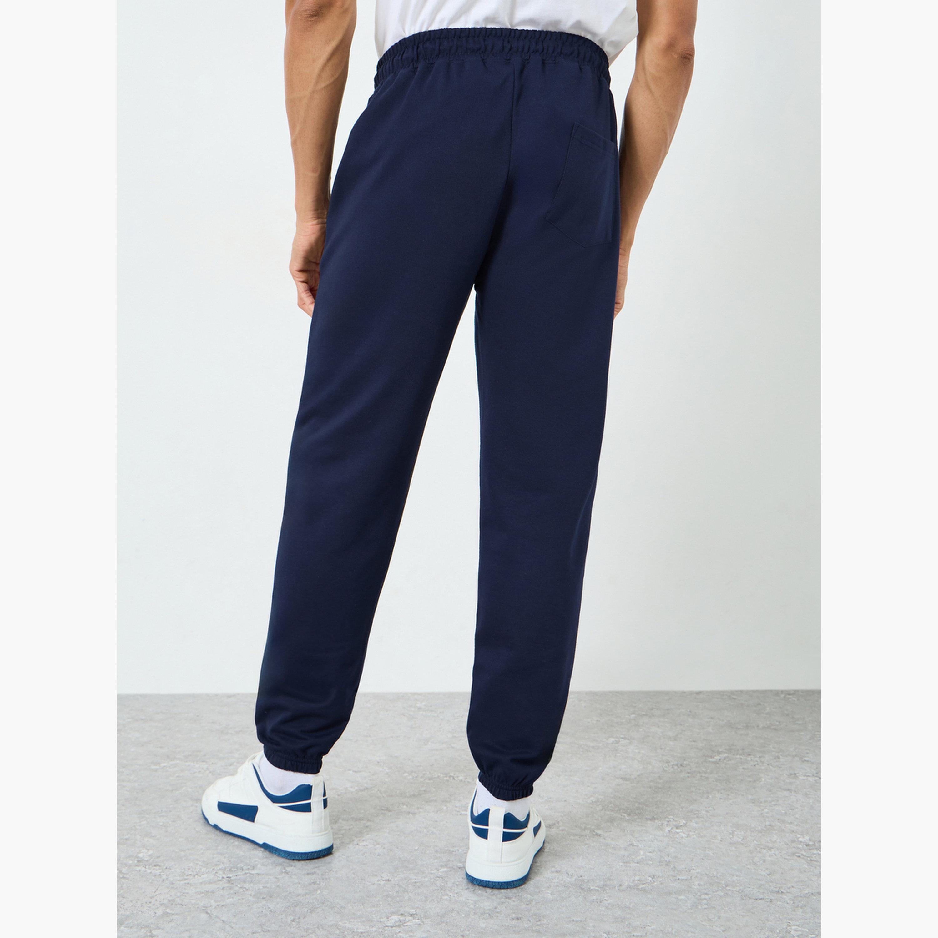 Styli Men Navy Blue Slogan Joggers-men-clothing-bottoms-joggers-image-5