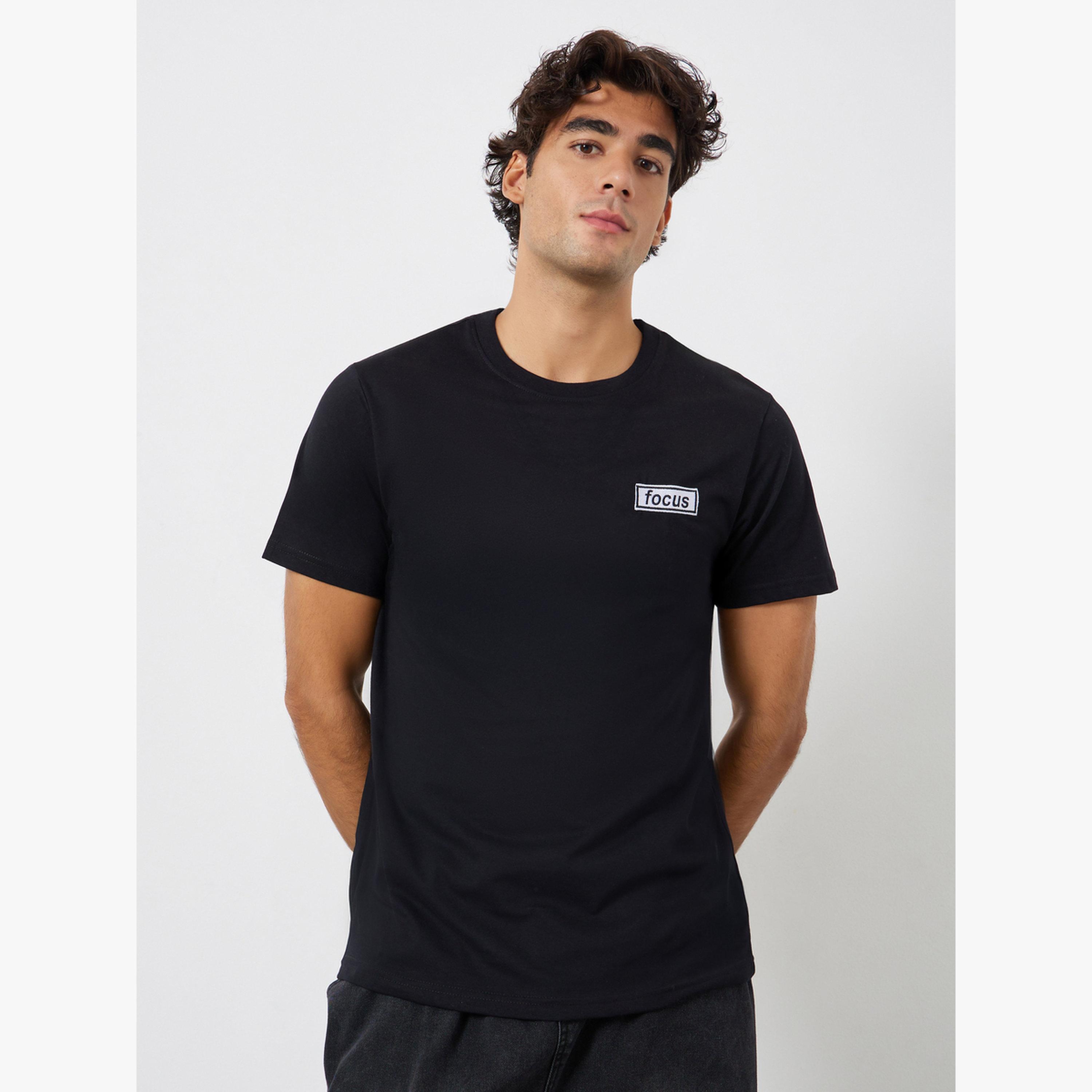 Styli Men Black Embroidered Regular Fit Jersey T-Shirt-men-clothing-tshirtsandpolos-tshirts-image-1
