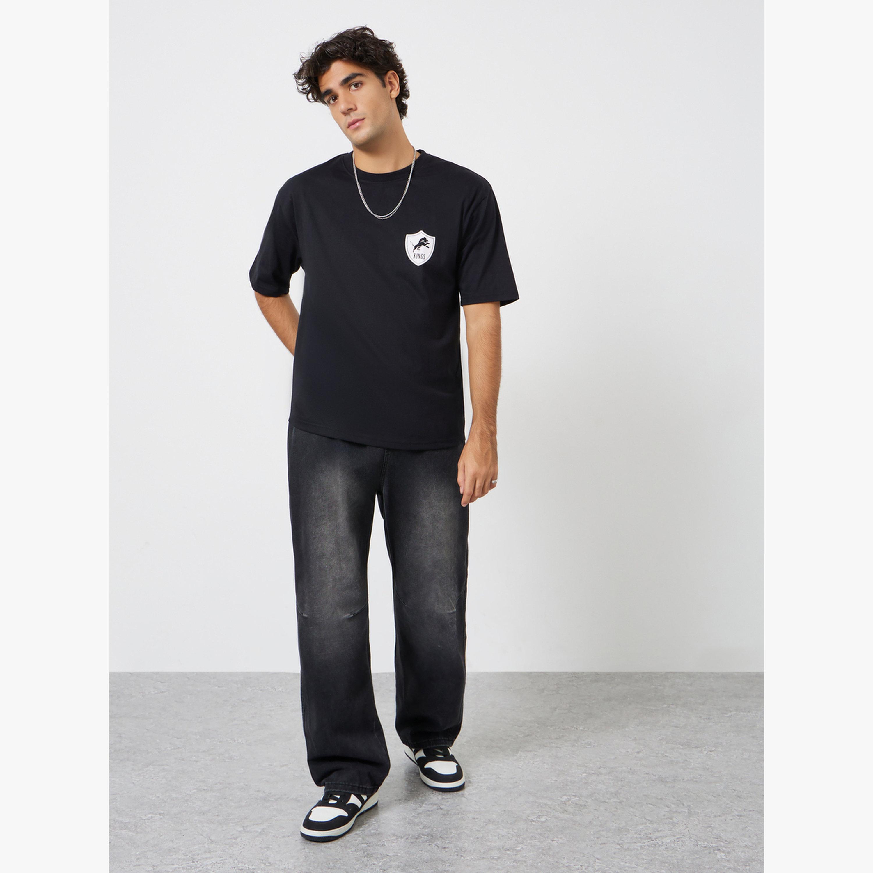 Styli Men Black Graphic Print Oversized Jersey T-Shirt-men-clothing-tshirtsandpolos-tshirts-image-2