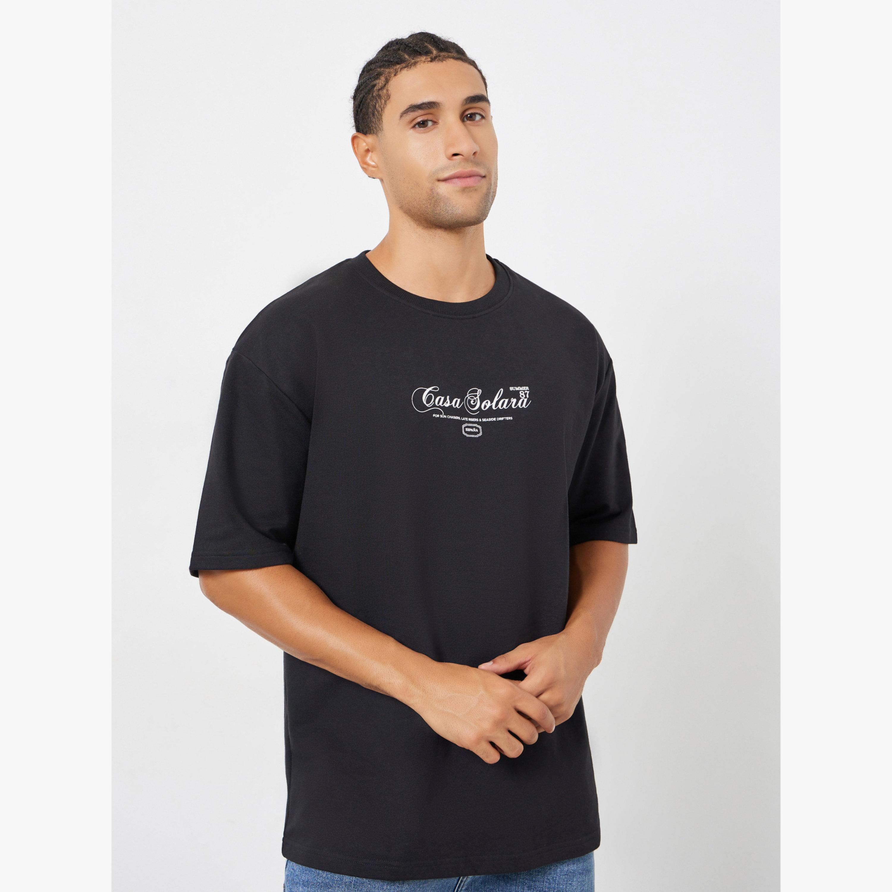 Styli Men Black Graphic Print Oversized T-Shirt-men-clothing-tshirtsandpolos-tshirts-image-1