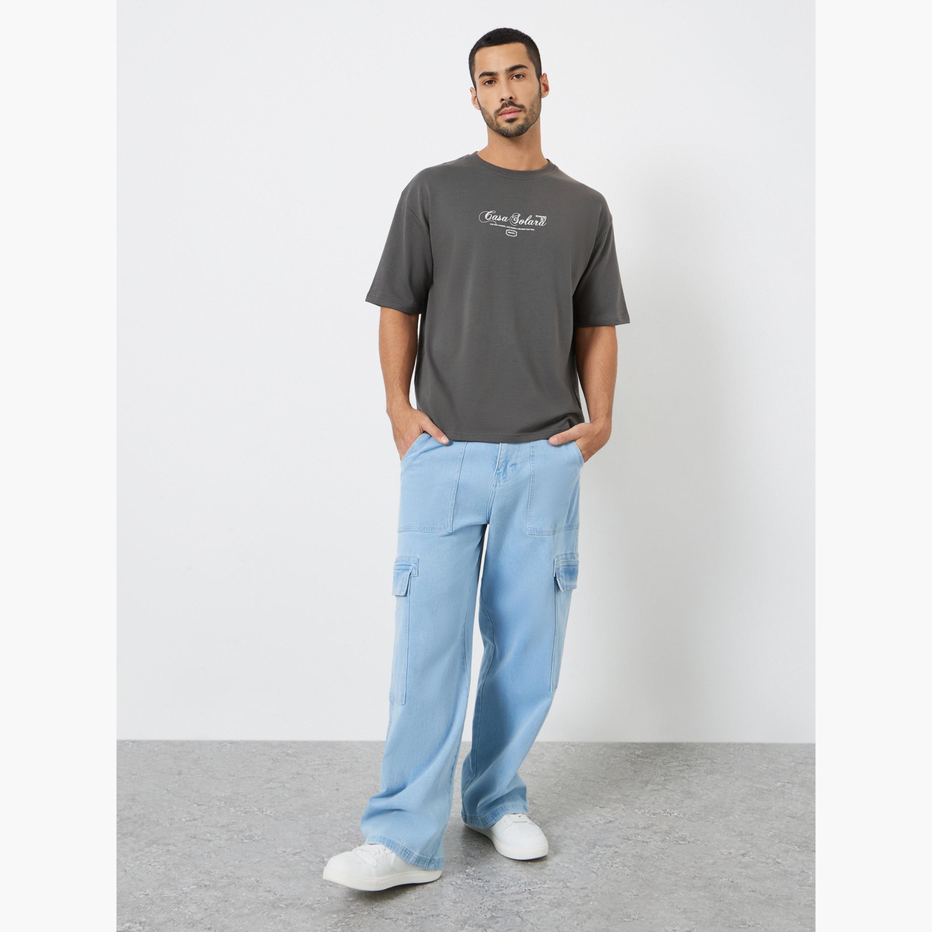 Styli Men Grey Graphic Print Oversized T-Shirt-men-clothing-tshirtsandpolos-tshirts-image-2