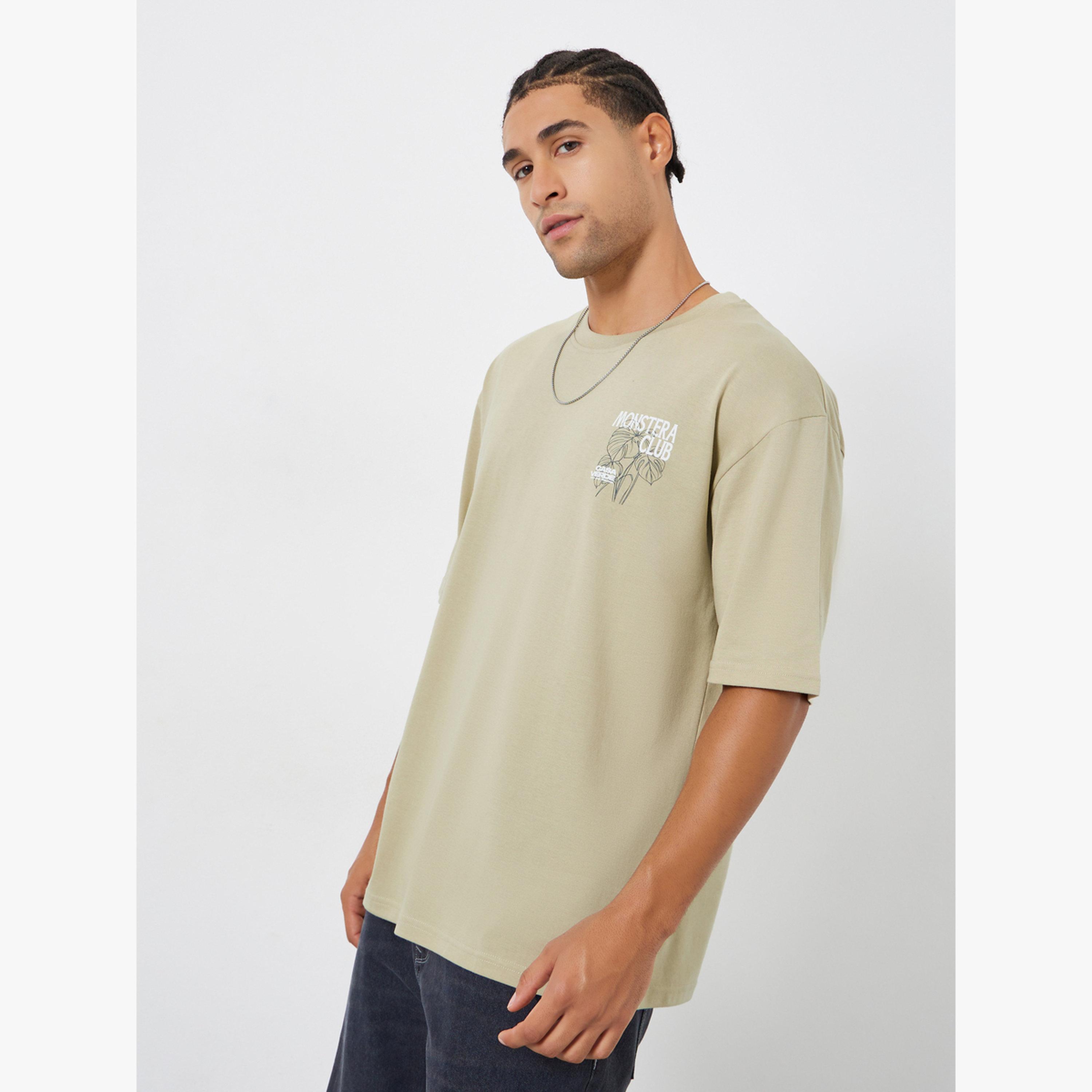 Styli Men Khaki Graphic Oversized T-Shirt-men-clothing-tshirtsandpolos-tshirts-image-1
