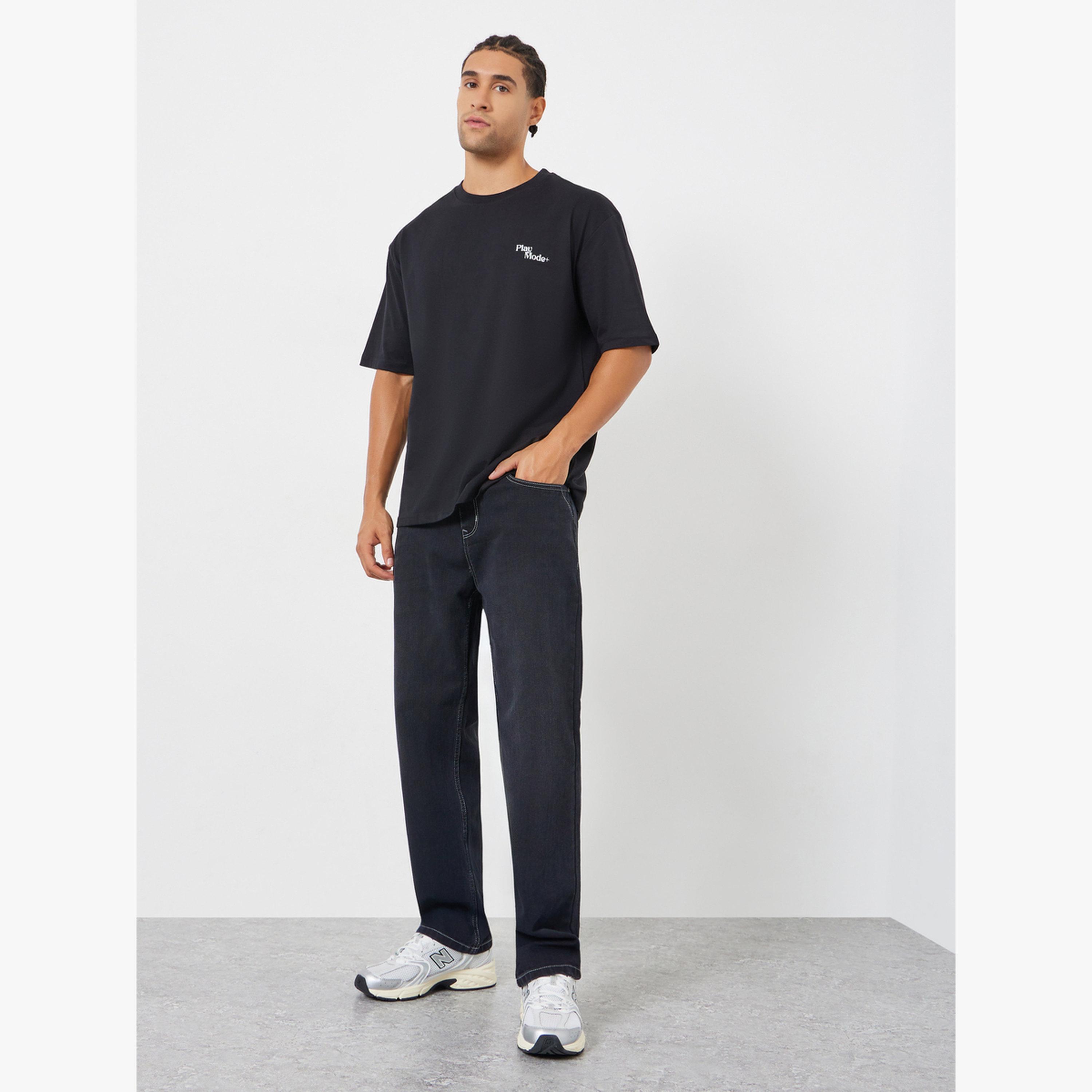 تيشيرت واسع بطبعة جرافيك وأكمام قصيرة-men-clothing-tshirtsandpolos-tshirts-image-2