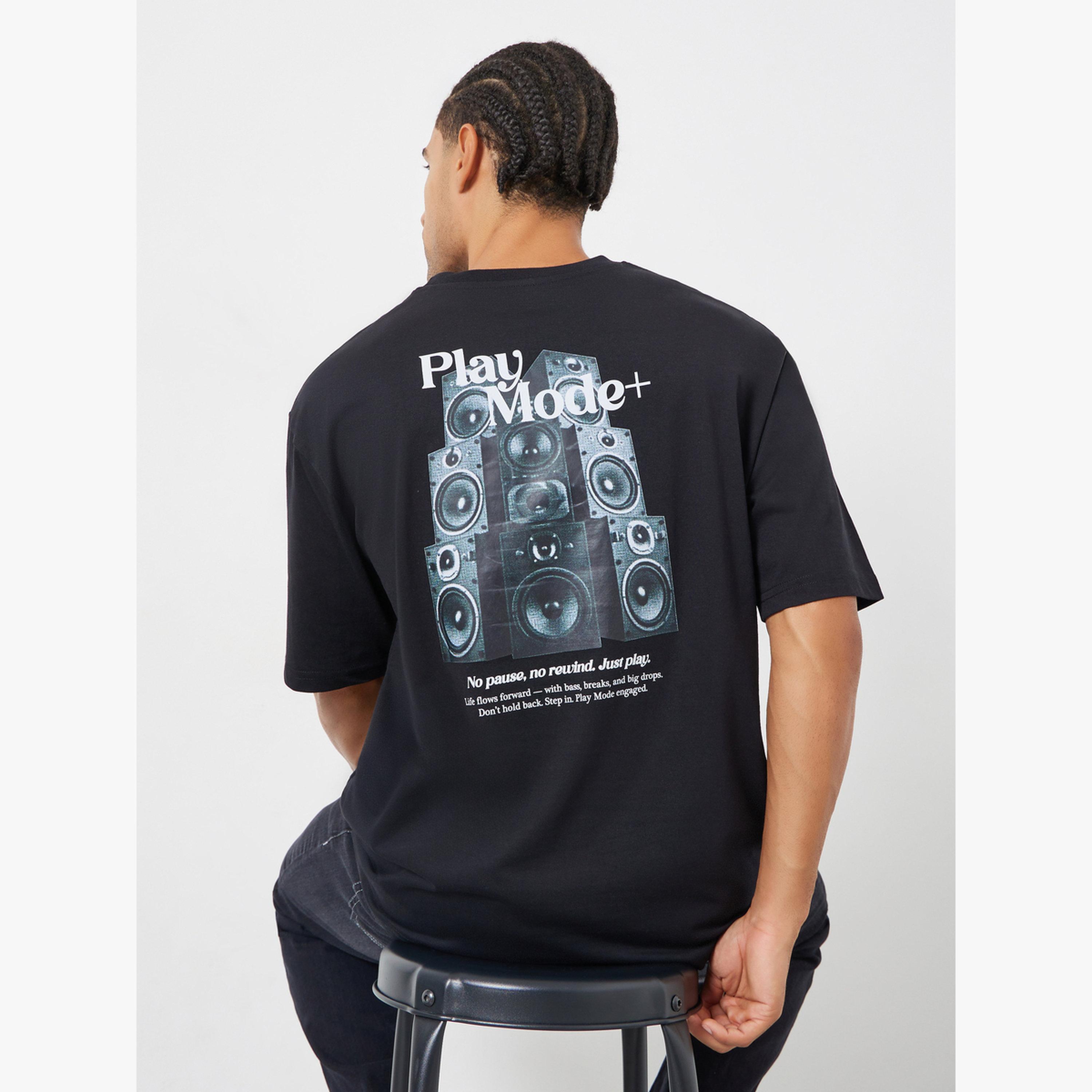 Styli Men Black Oversized Graphic Print T-Shirt-men-clothing-tshirtsandpolos-tshirts-image-3