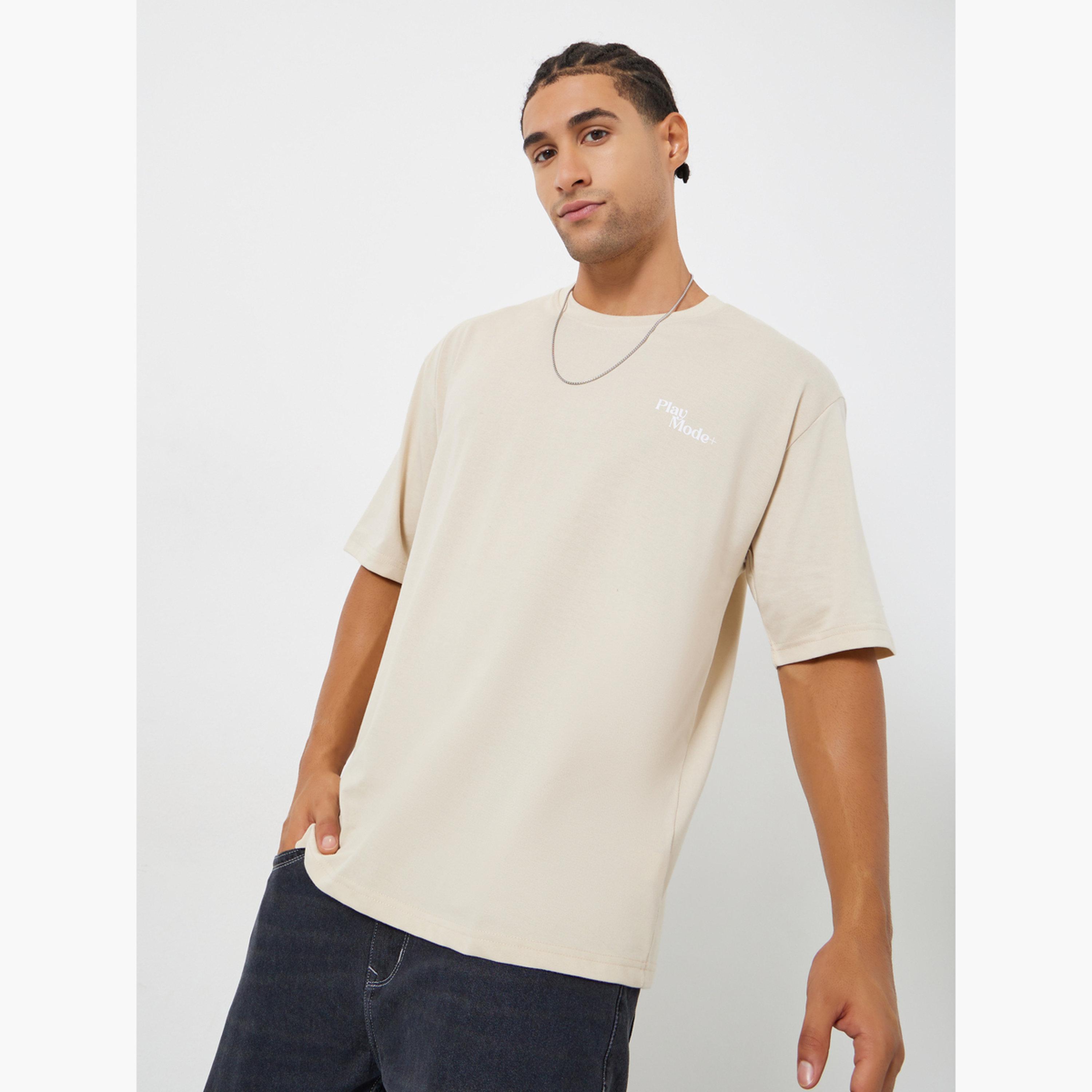Styli Men Beige Graphic Print Oversized T-Shirt-men-clothing-tshirtsandpolos-tshirts-image-1