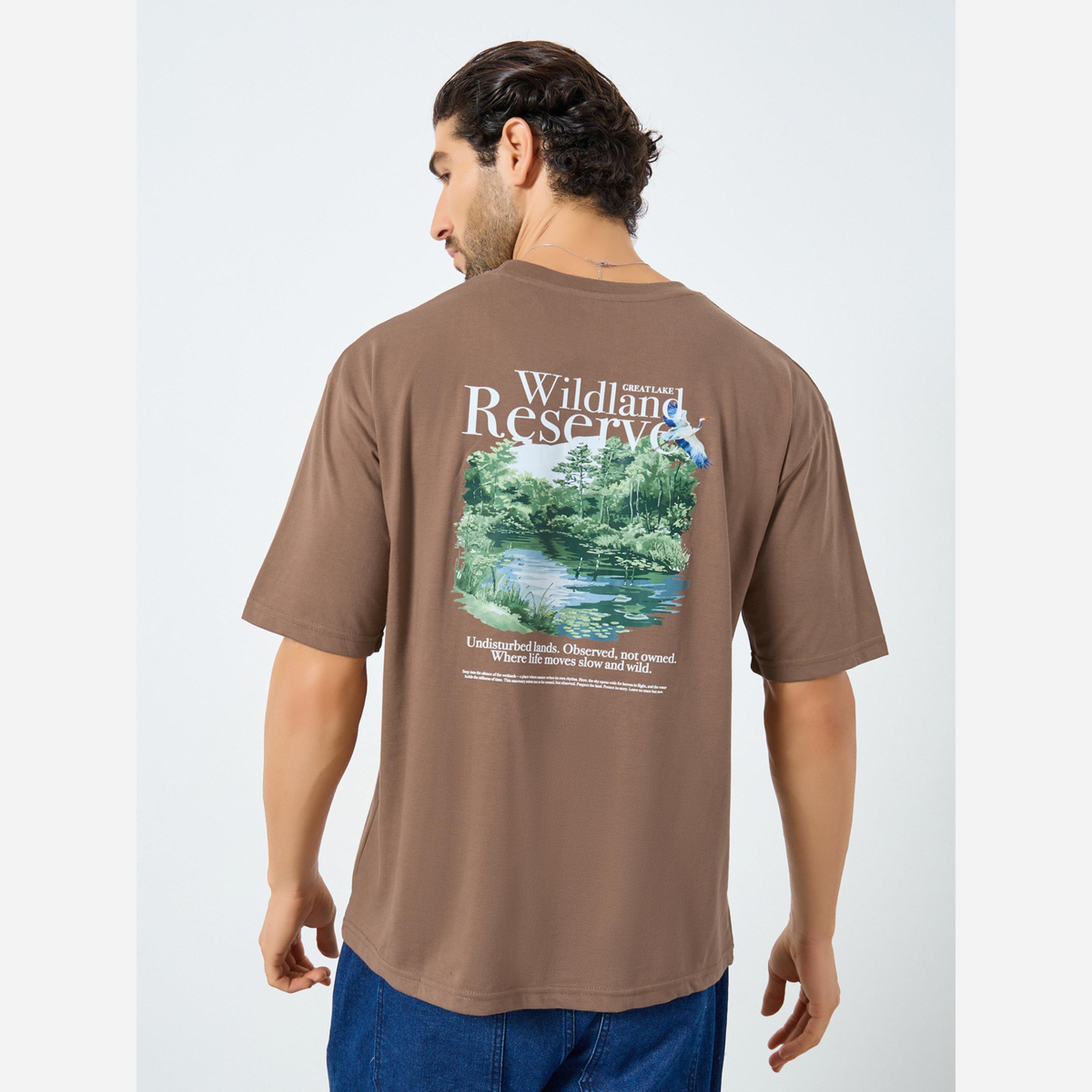 Styli Men Brown Graphic Print Oversized T-Shirt-men-clothing-tshirtsandpolos-tshirts-image-5