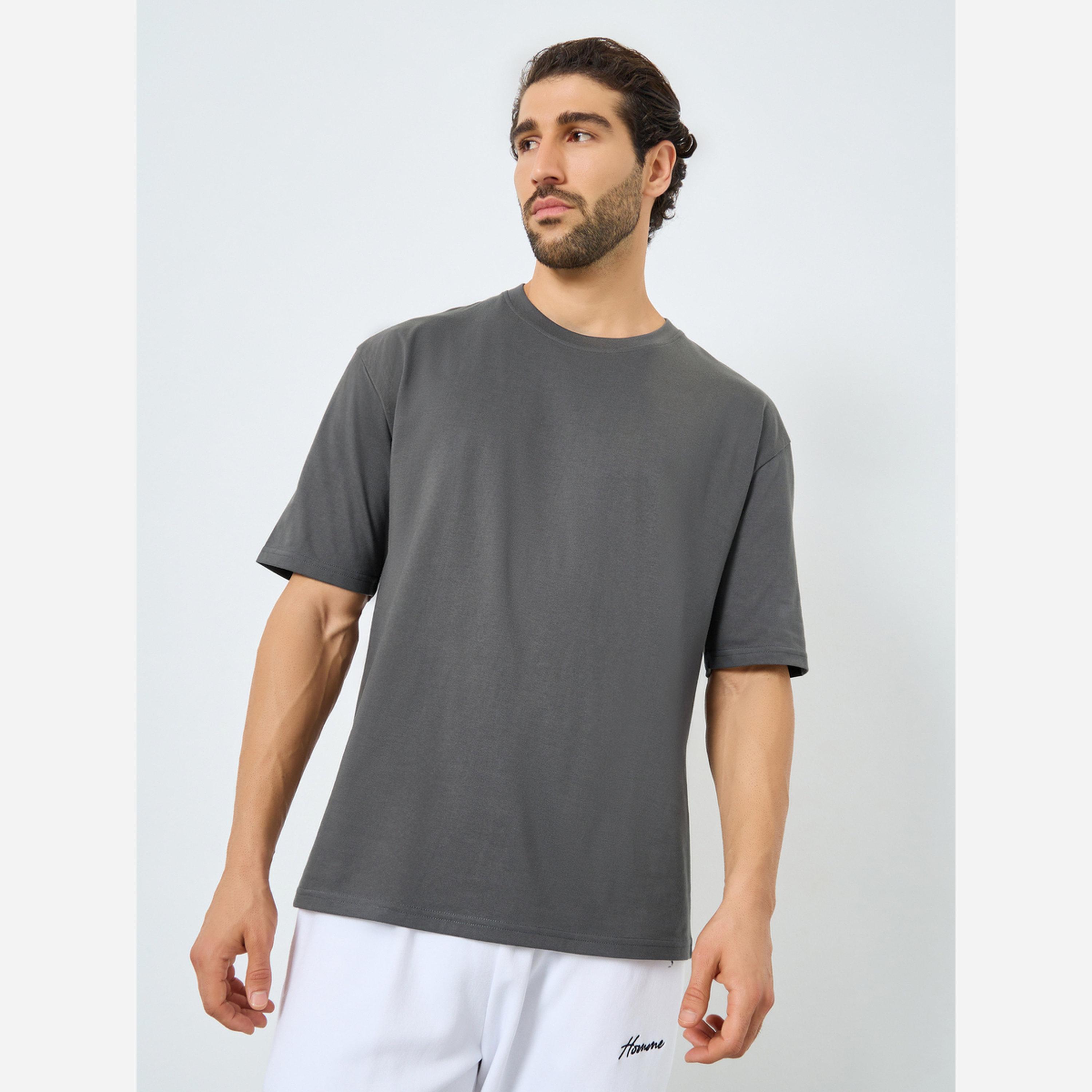 Styli Men Grey Graphic Print Oversized T-Shirt-men-clothing-tshirtsandpolos-tshirts-image-1