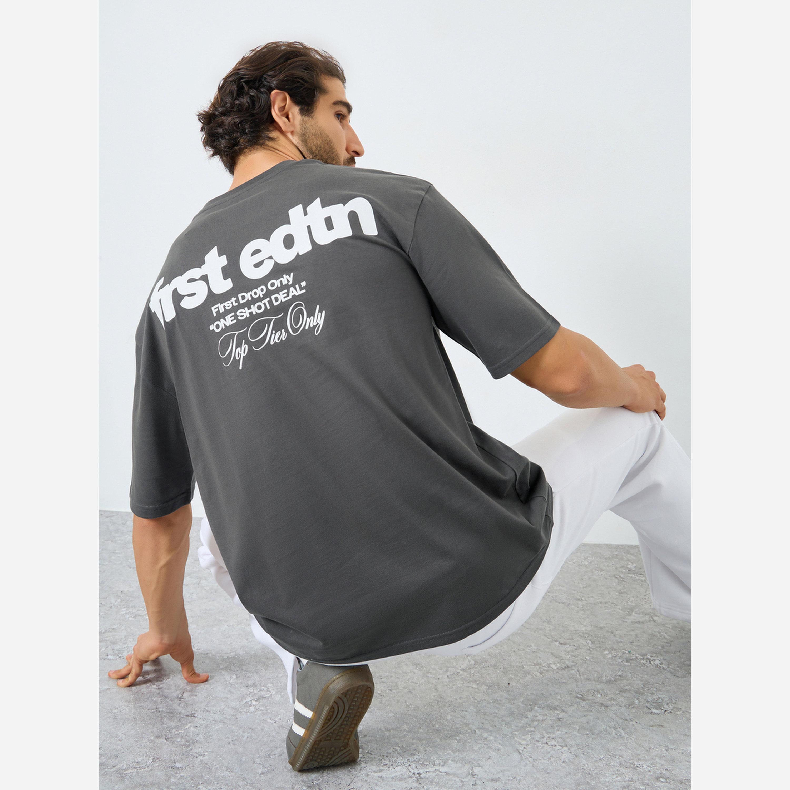 Styli Men Grey Graphic Print Oversized T-Shirt-men-clothing-tshirtsandpolos-tshirts-image-3