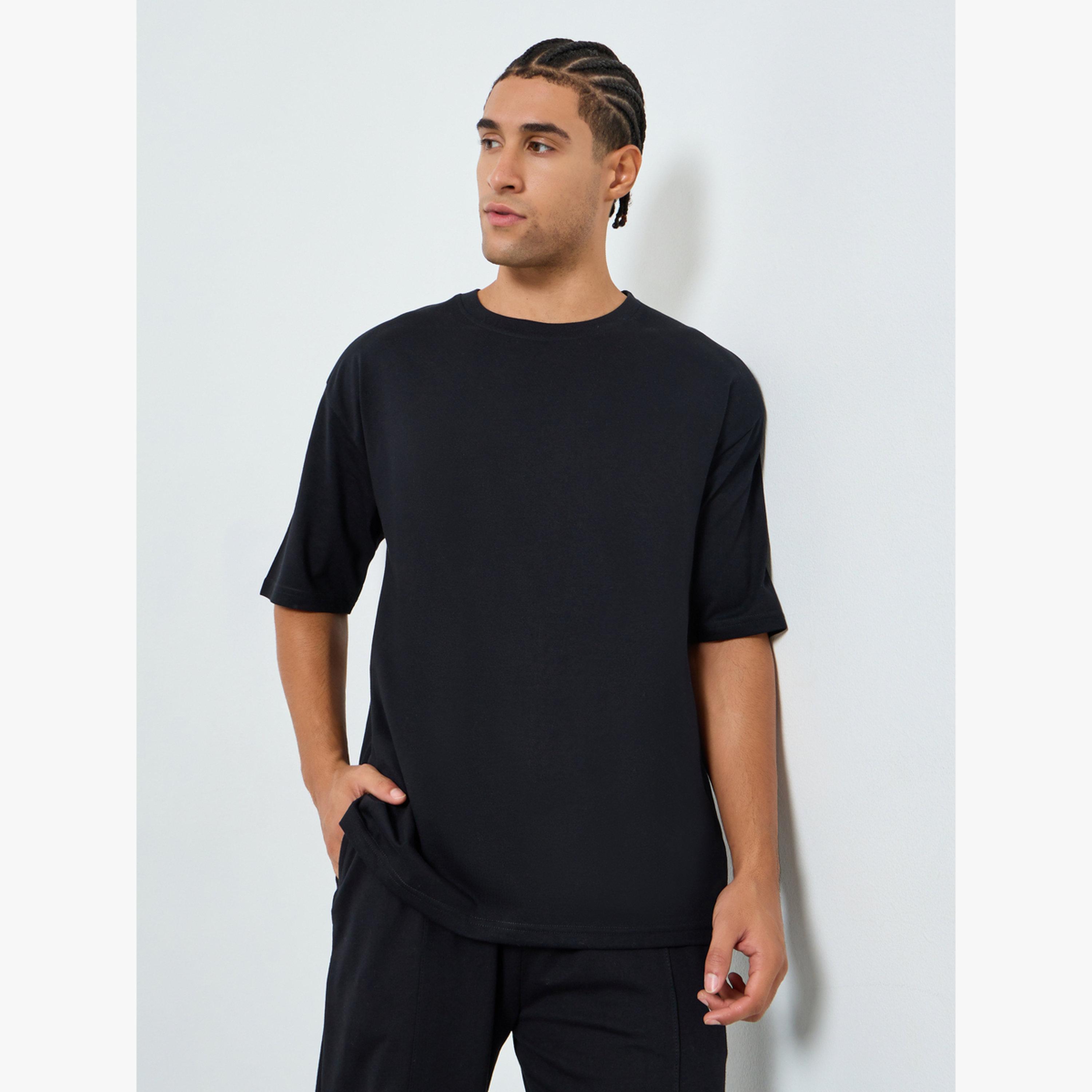 Styli Men Black Oversized Tennis Graphic Jersey T-Shirt-men-clothing-tshirtsandpolos-tshirts-image-1