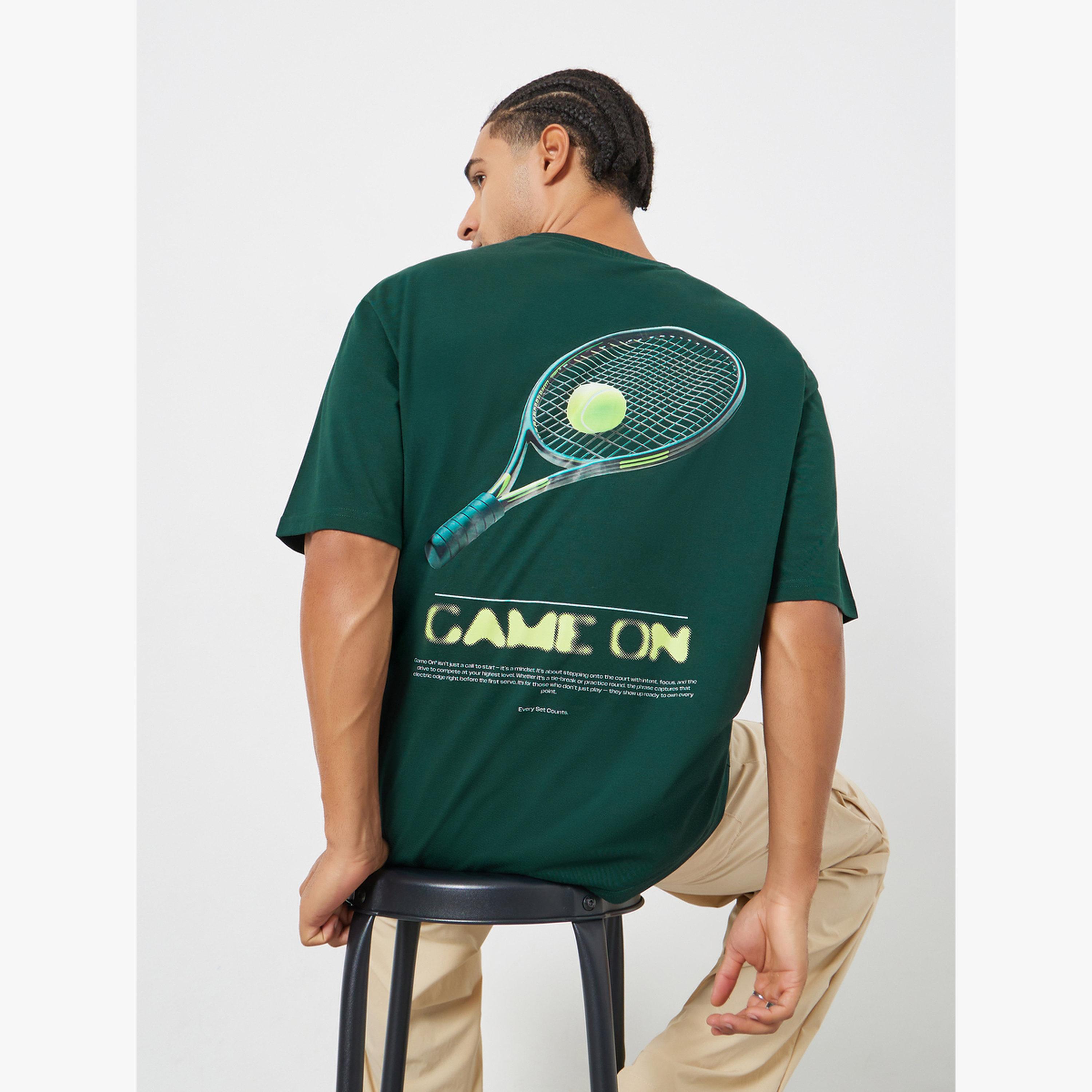 Styli Men Green Oversized Tennis Graphic Jersey T-Shirt-men-clothing-tshirtsandpolos-tshirts-image-3