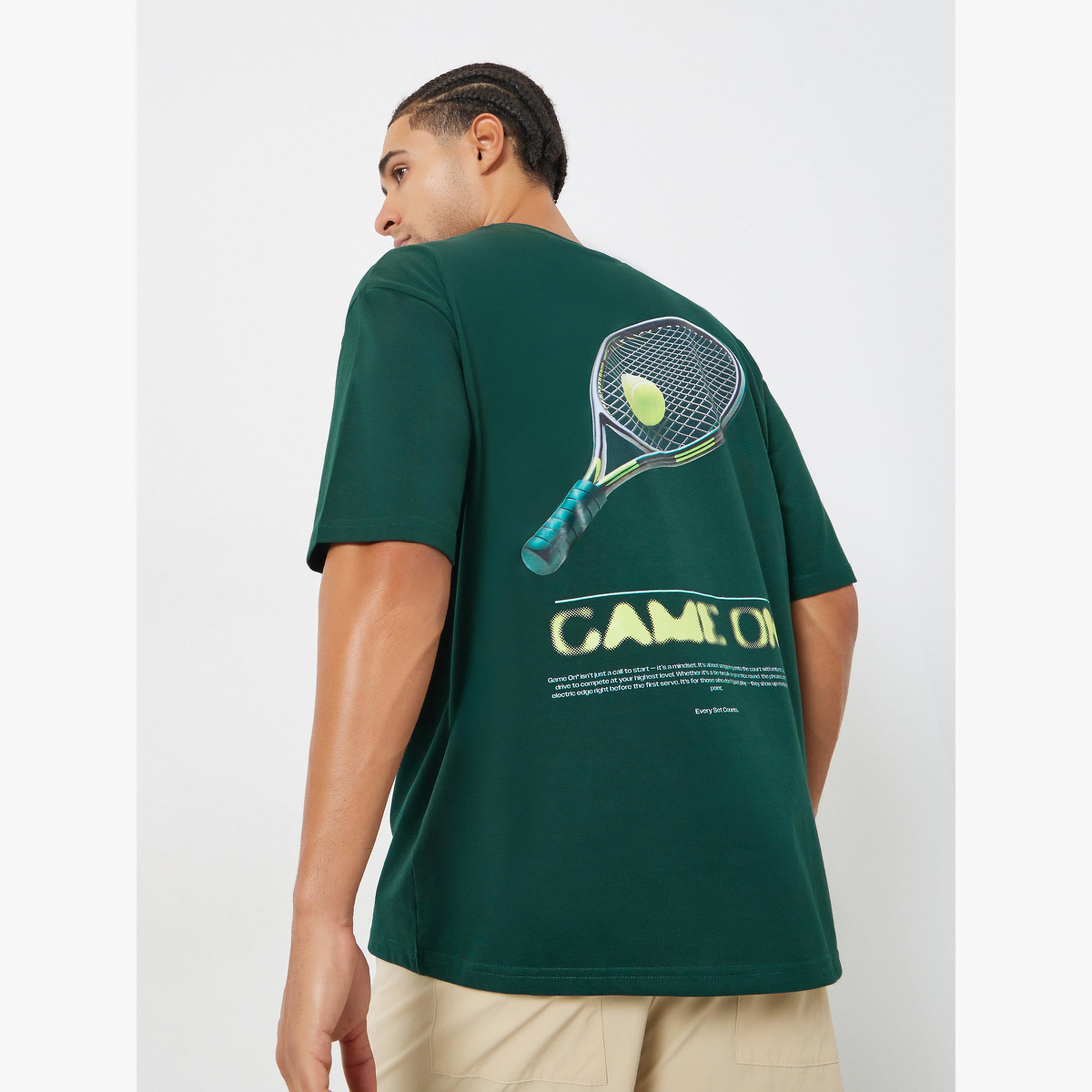 Styli Men Green Oversized Tennis Graphic Jersey T-Shirt-men-clothing-tshirtsandpolos-tshirts-image-5
