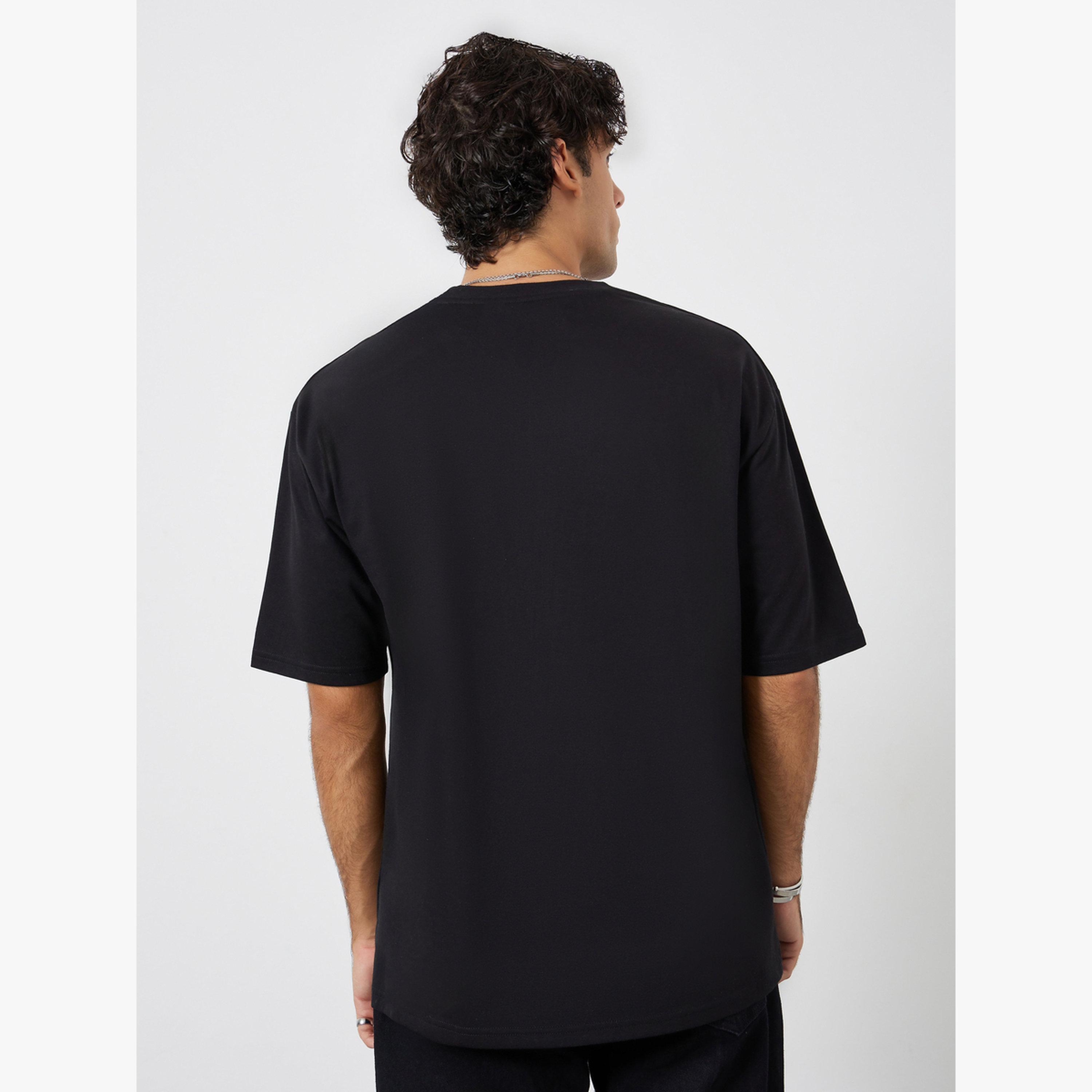 Styli Men Black Oversized Graphic Print Jersey T-Shirt-men-clothing-tshirtsandpolos-tshirts-image-5