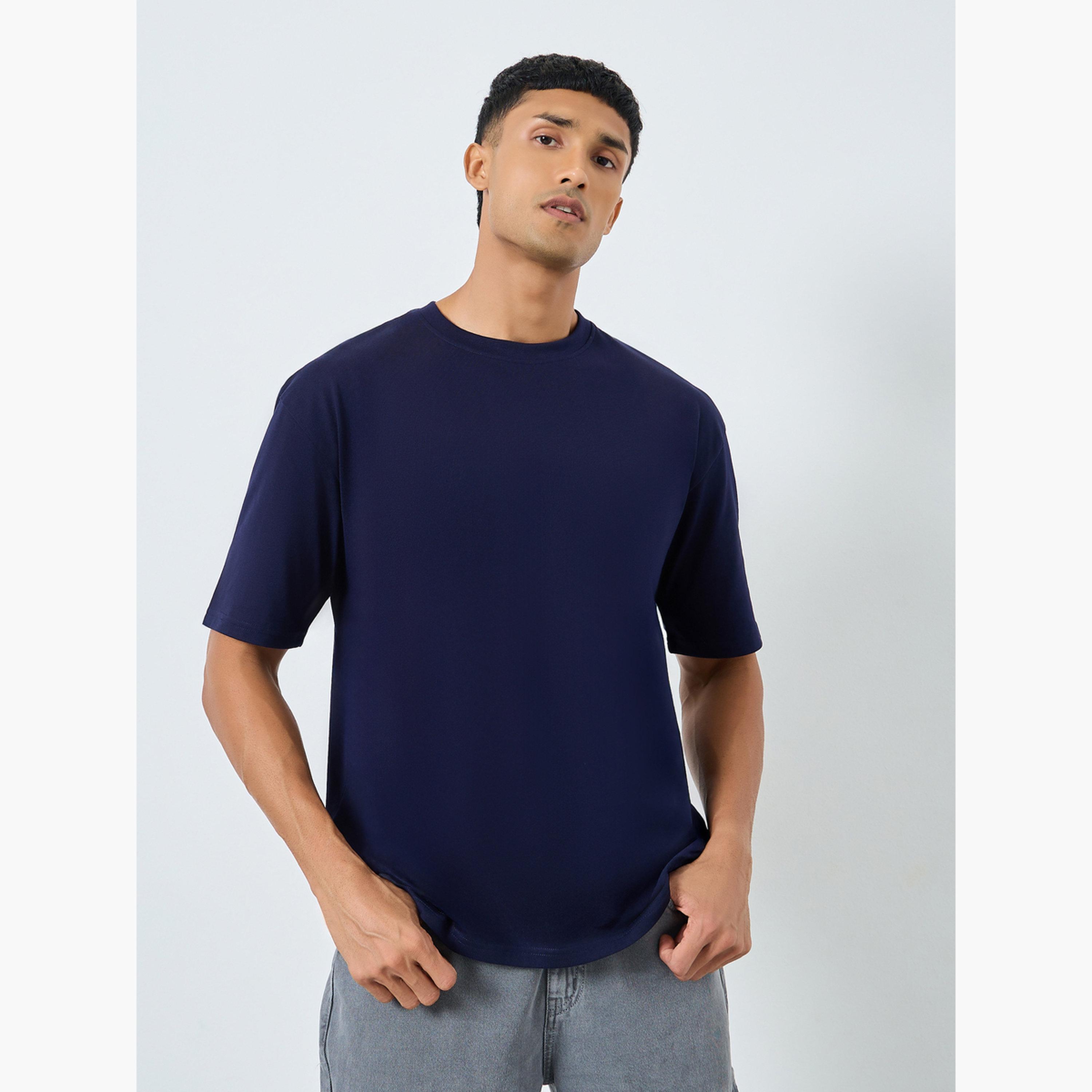 Styli Men Navy Blue Graphic Print Oversized T-Shirt-men-clothing-tshirtsandpolos-tshirts-image-1