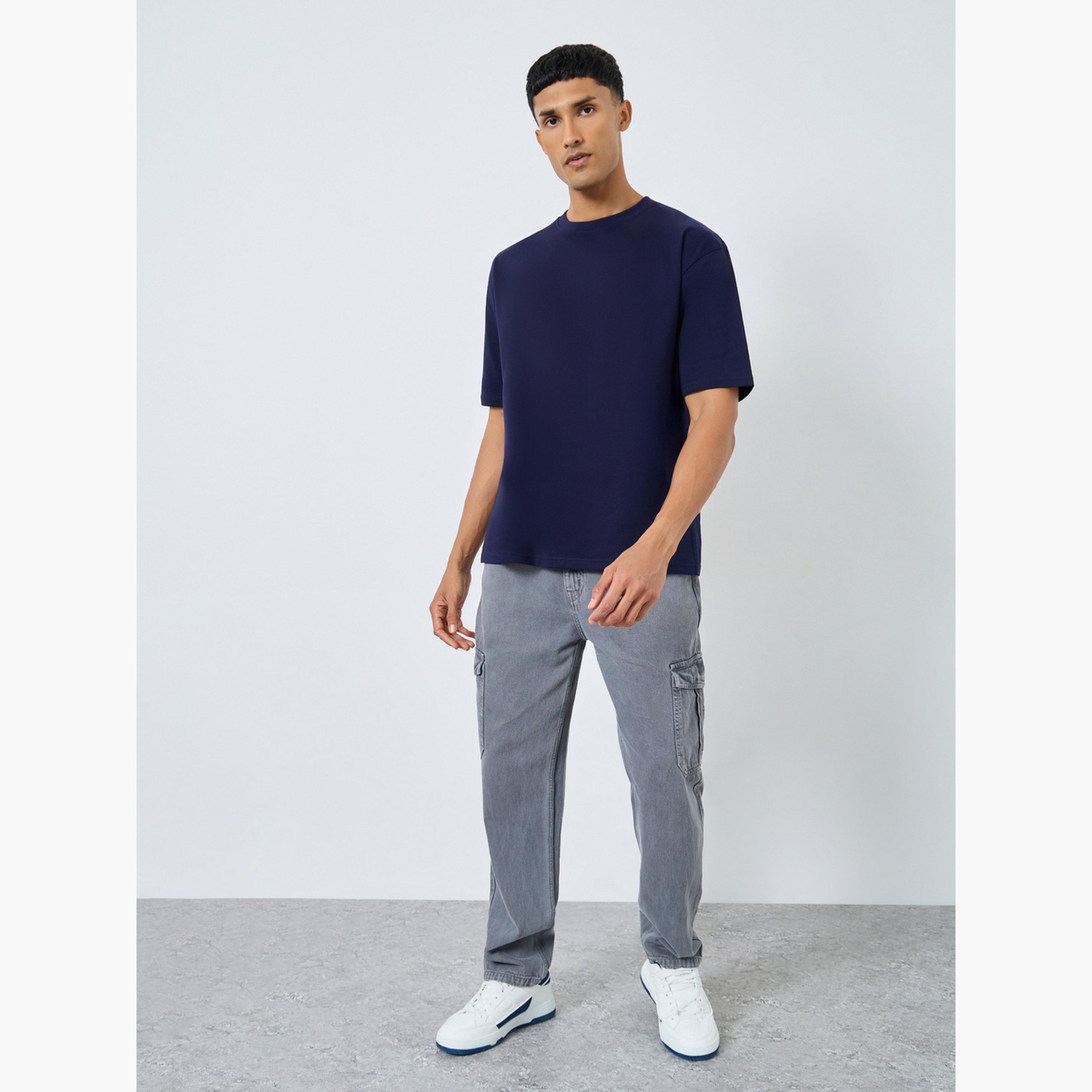 Styli Men Navy Blue Graphic Print Oversized T-Shirt-men-clothing-tshirtsandpolos-tshirts-image-2