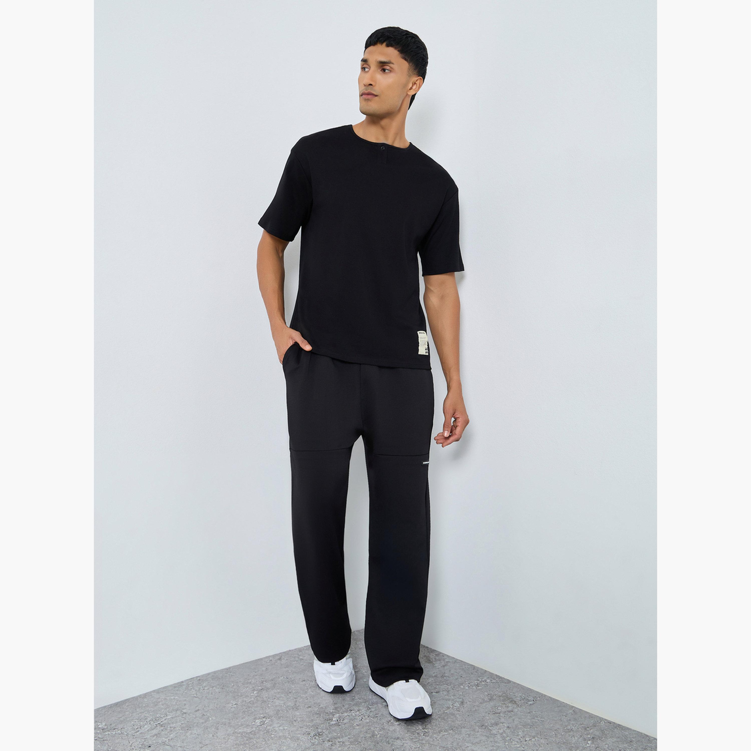 Styli Men Black Badge Detail Oversized Joggers-men-clothing-bottoms-joggers-image-2