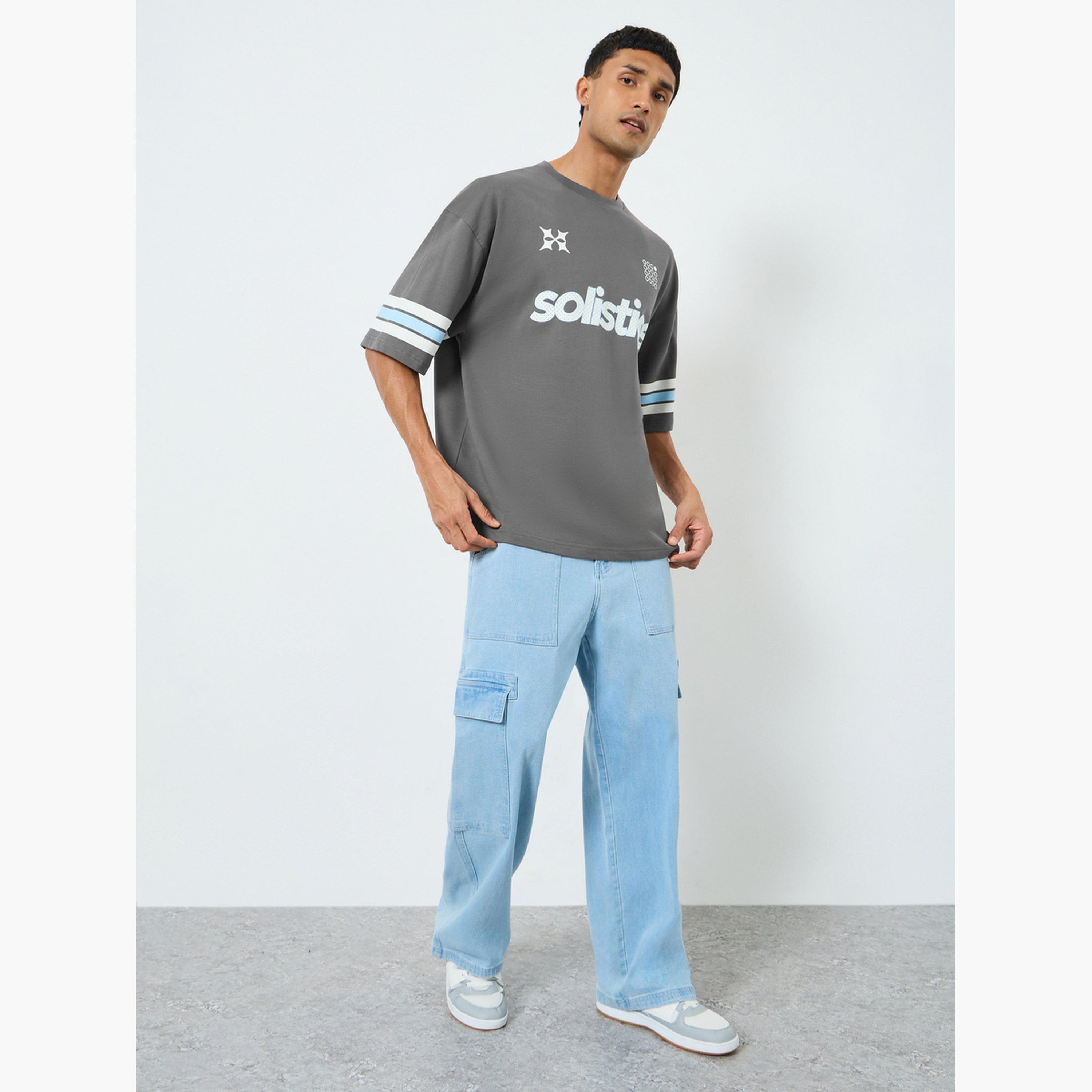Styli Men Grey Graphic Print Boxy Fit T-Shirt-men-clothing-tshirtsandpolos-tshirts-image-2