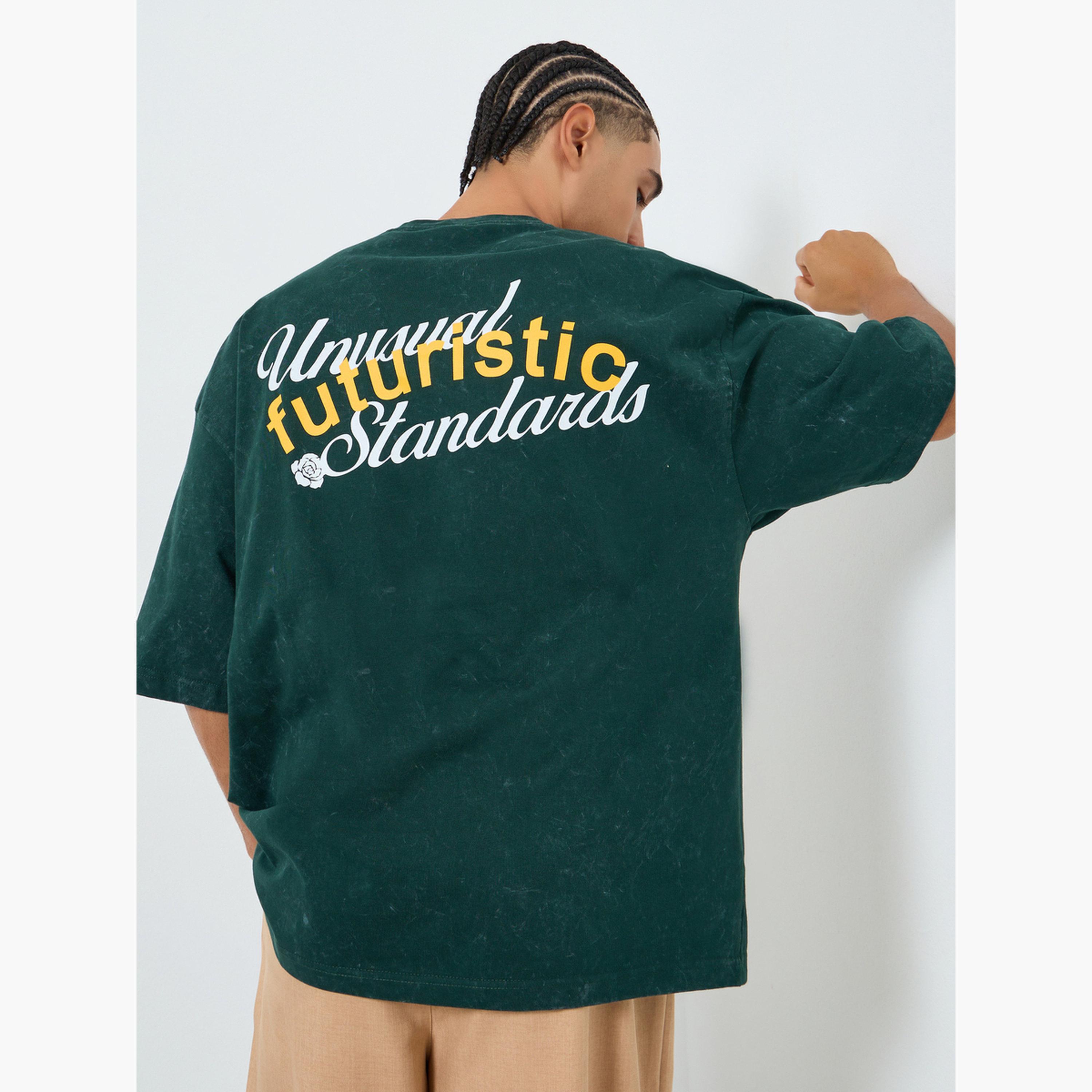 Styli Men Green Graphic Print Boxy Fit T-Shirt-men-clothing-tshirtsandpolos-tshirts-image-3