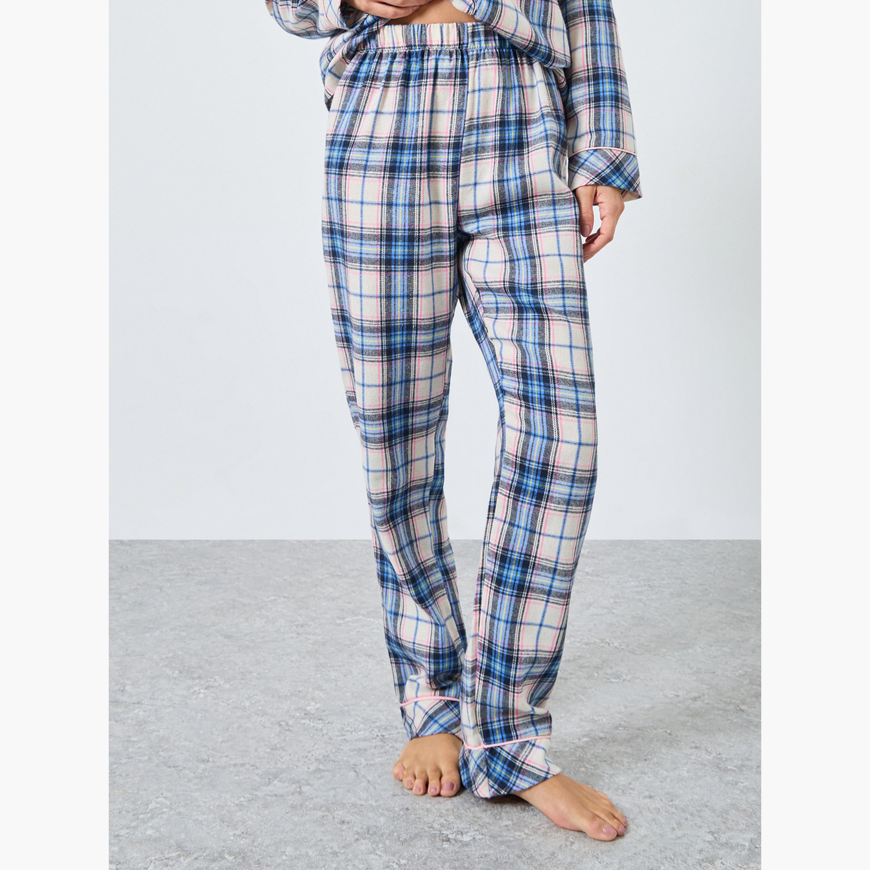 ستايلي - بيجاما قميص  بأزرار مربعة-women-clothing-nightwear-pyjamas-longsets-image-4
